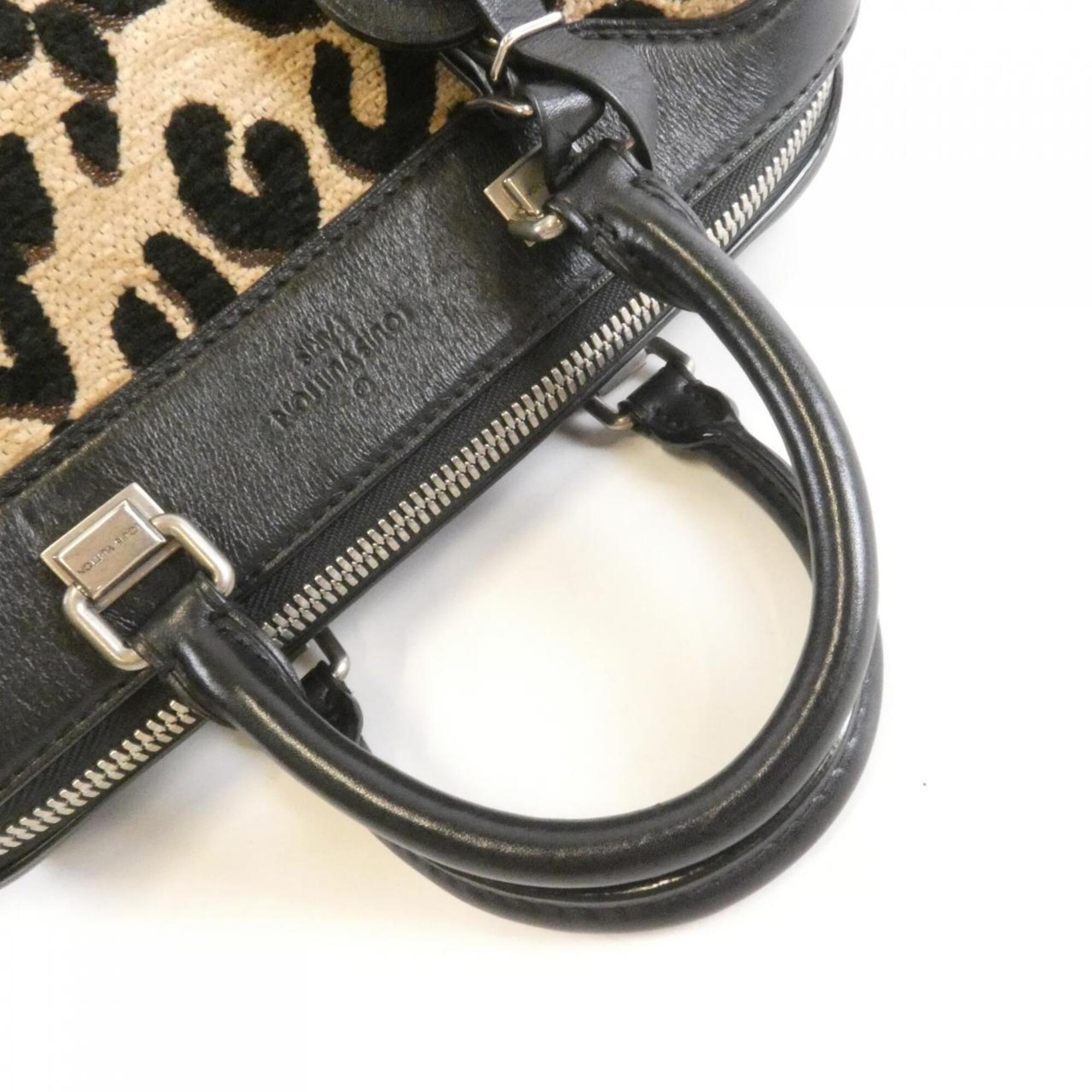 Louis Vuitton Beige Black Canvas Leather Handbag (Pre-Owned)
