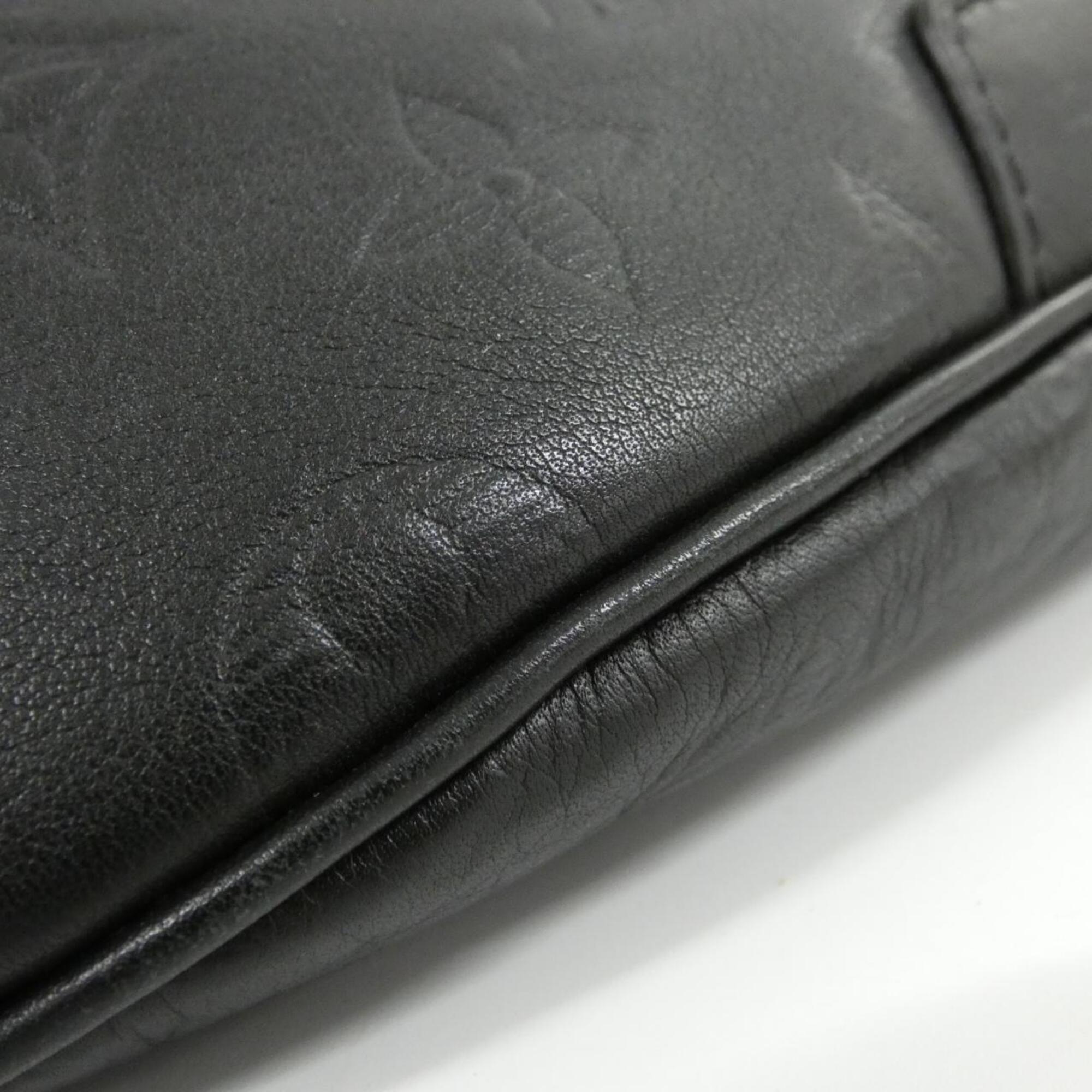 Louis Vuitton Black Leather Fanny Pack Shoulder Bag Sling Bag (Pre-Owned)