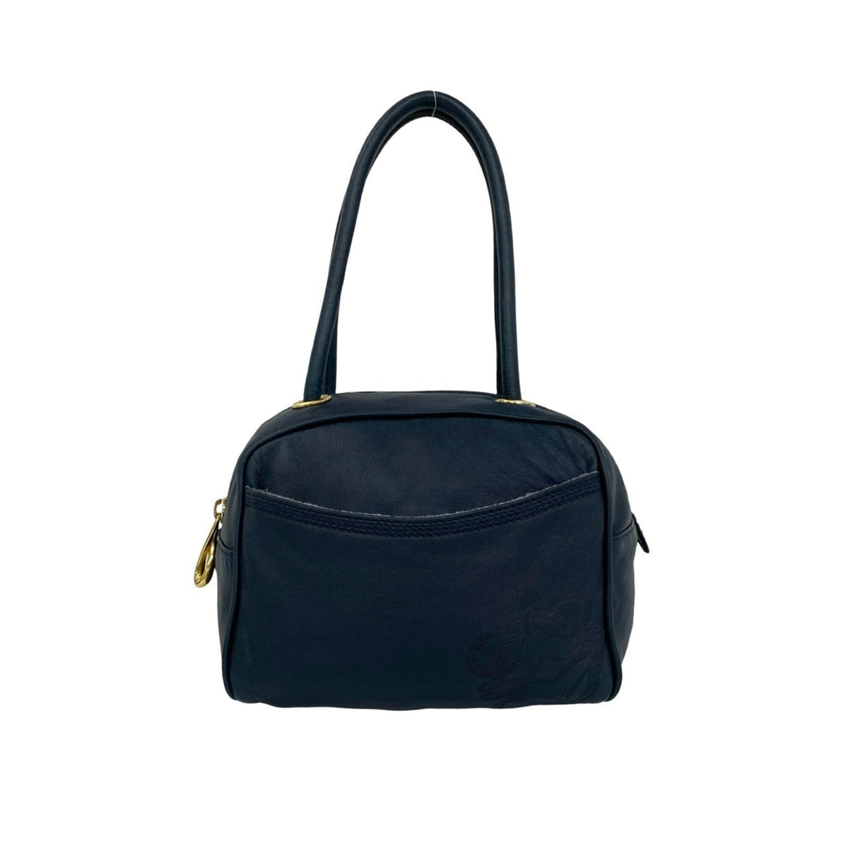 Loewe Navy Leather Boston Bag Handbag (Pre-Owned)