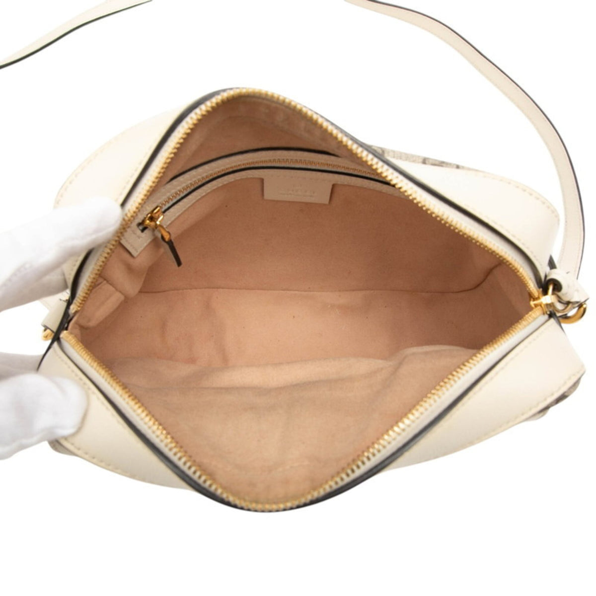 Gucci Horsebit Beige White Pvc Leather Shoulder Bag (Pre-Owned)