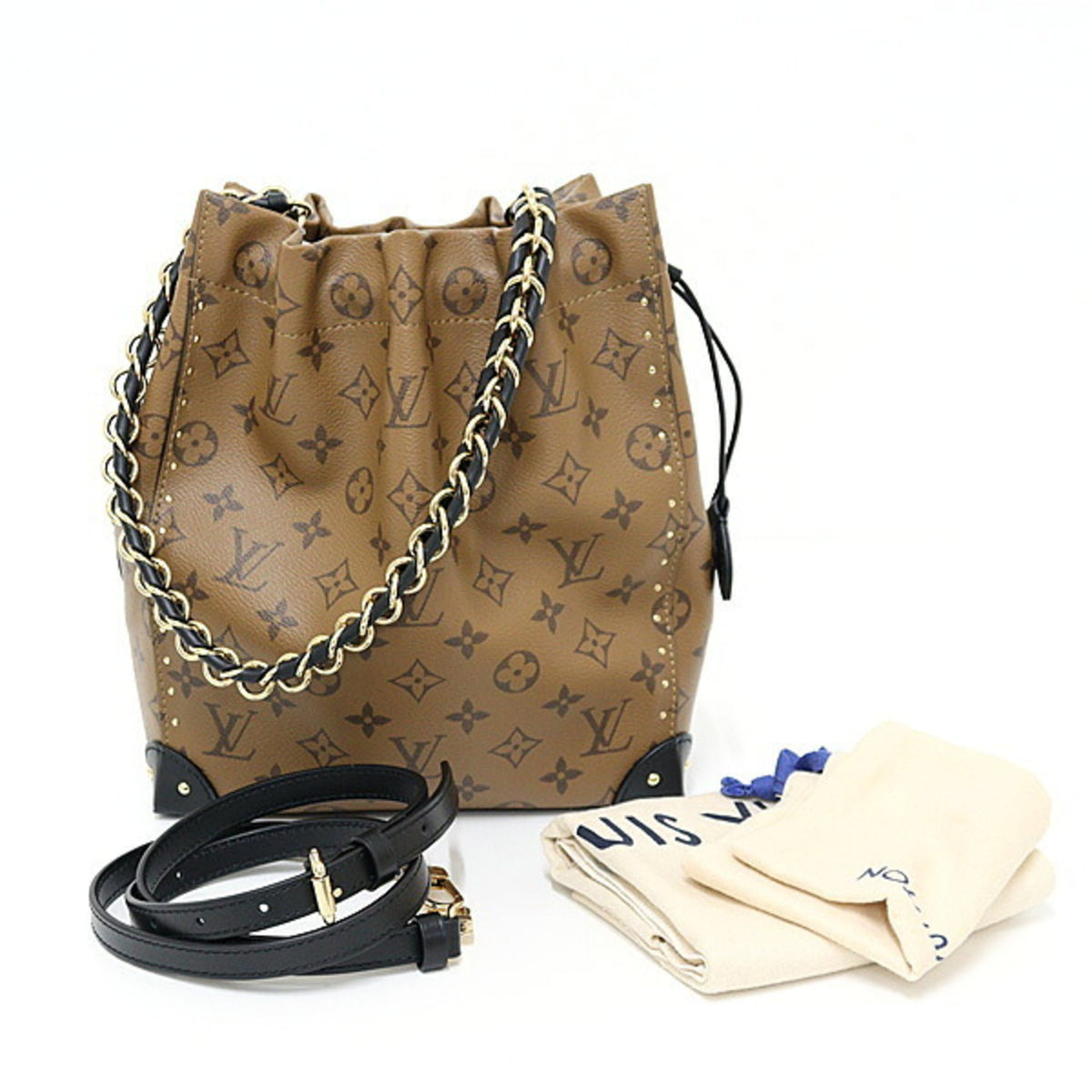 Louis Vuitton Monogram Empreinte Black Light Brown Monogram Reverse Canvas Leather Handbag Shoulder Bag (Pre-Owned)