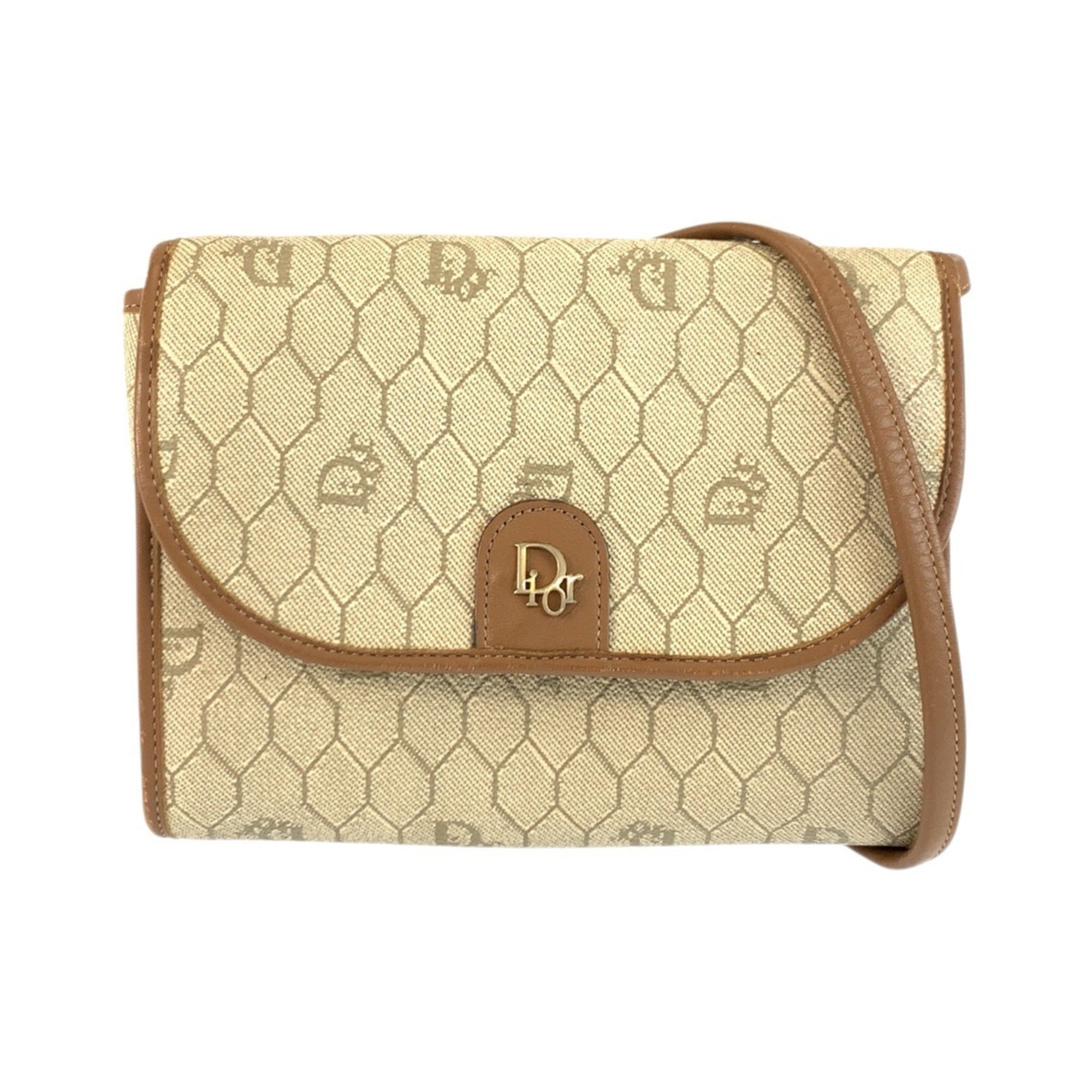 Christian Dior Beige Brown Pvc Leather Pochette Shoulder Bag (Pre-Owned)