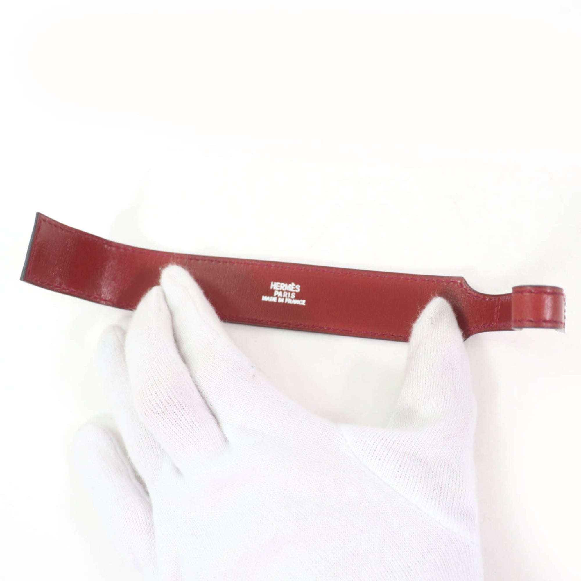 Hermes Bordeaux Leather Charm Bracelet (Pre-Owned)