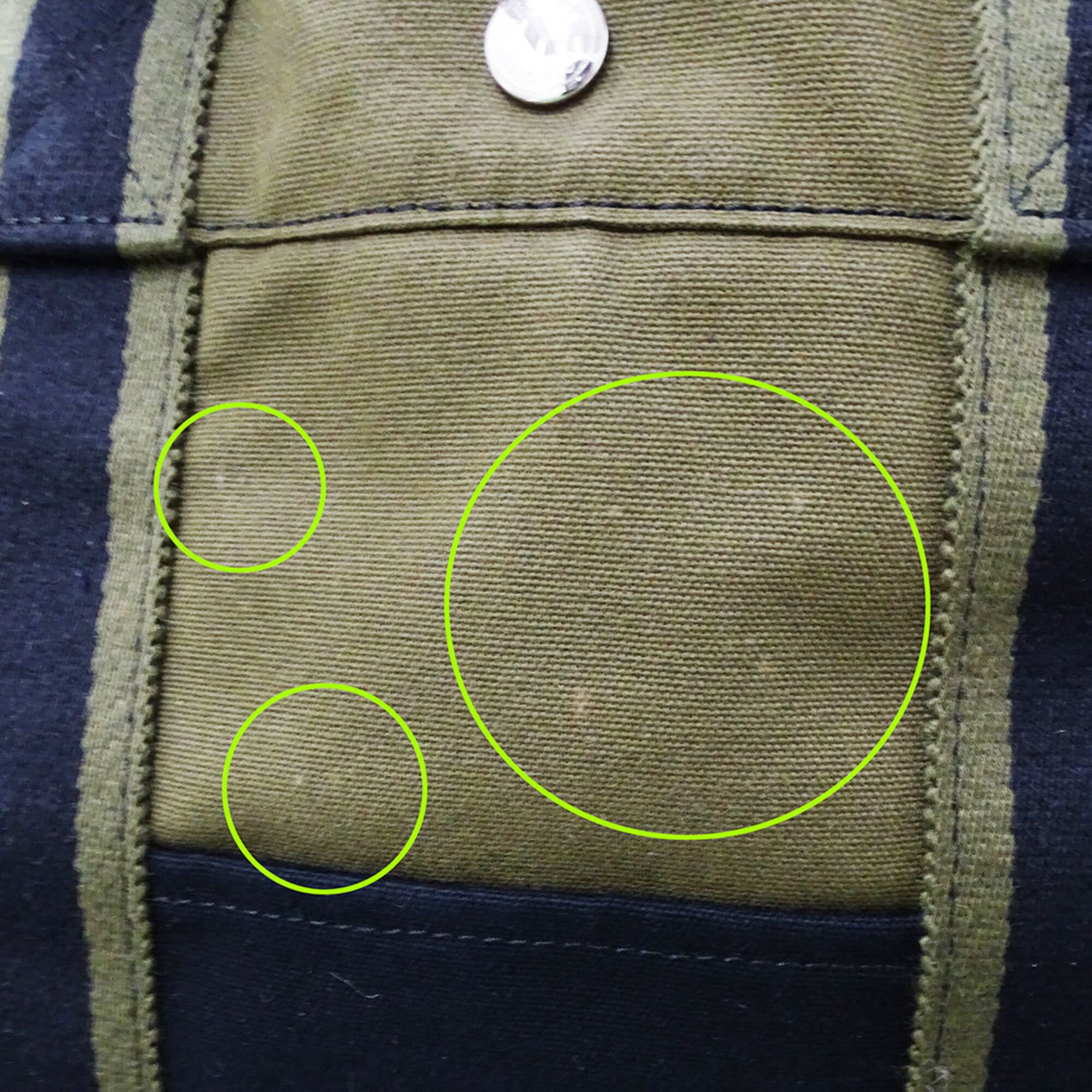 Hermes Green Khaki Navy Canvas Handbag Tote Bag (Pre-Owned)