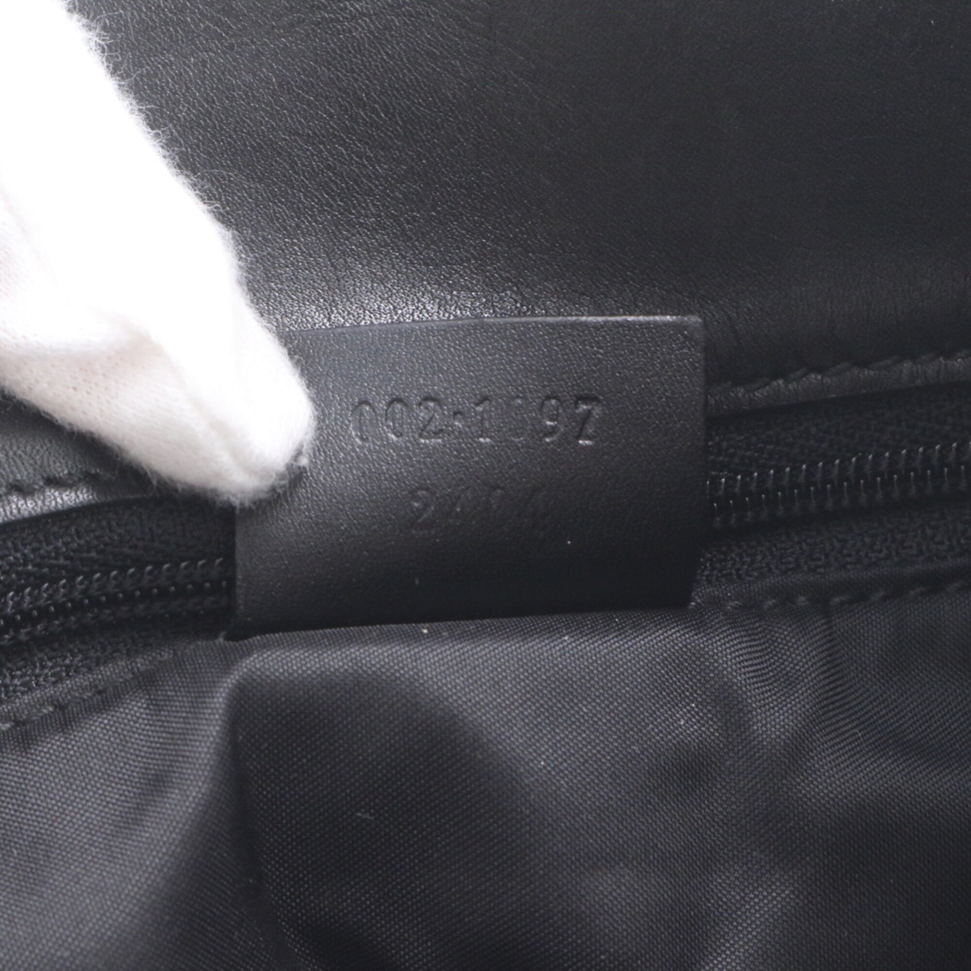 Gucci Black Leather Canvas Handbag Tote Bag (Pre-Owned)