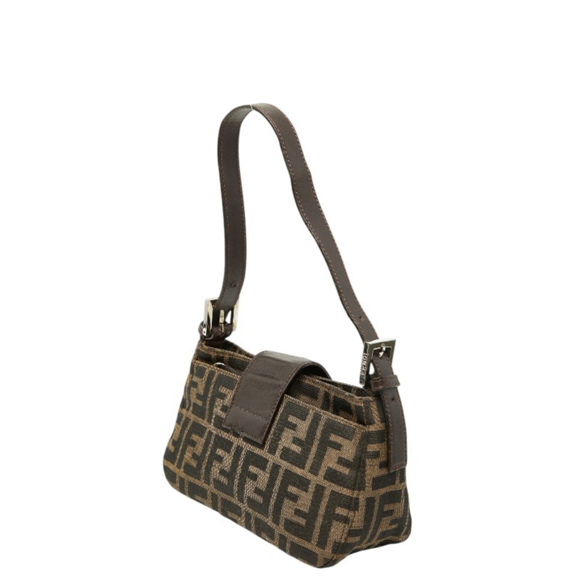 Fendi Brown Canvas Leather Shoulder Bag (Pre-Owned)