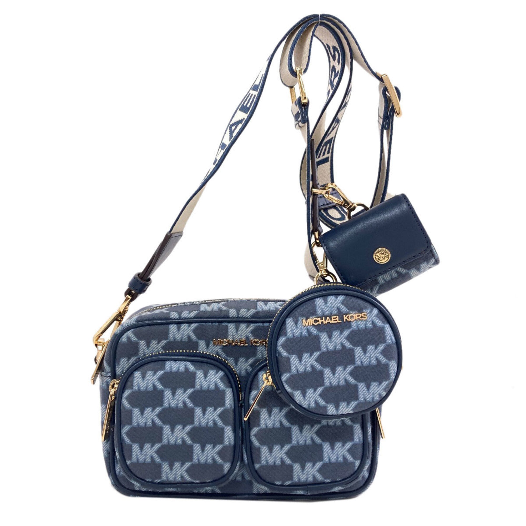 Michael Kors Blue Canvas Pouch Shoulder Bag (Pre-Owned)