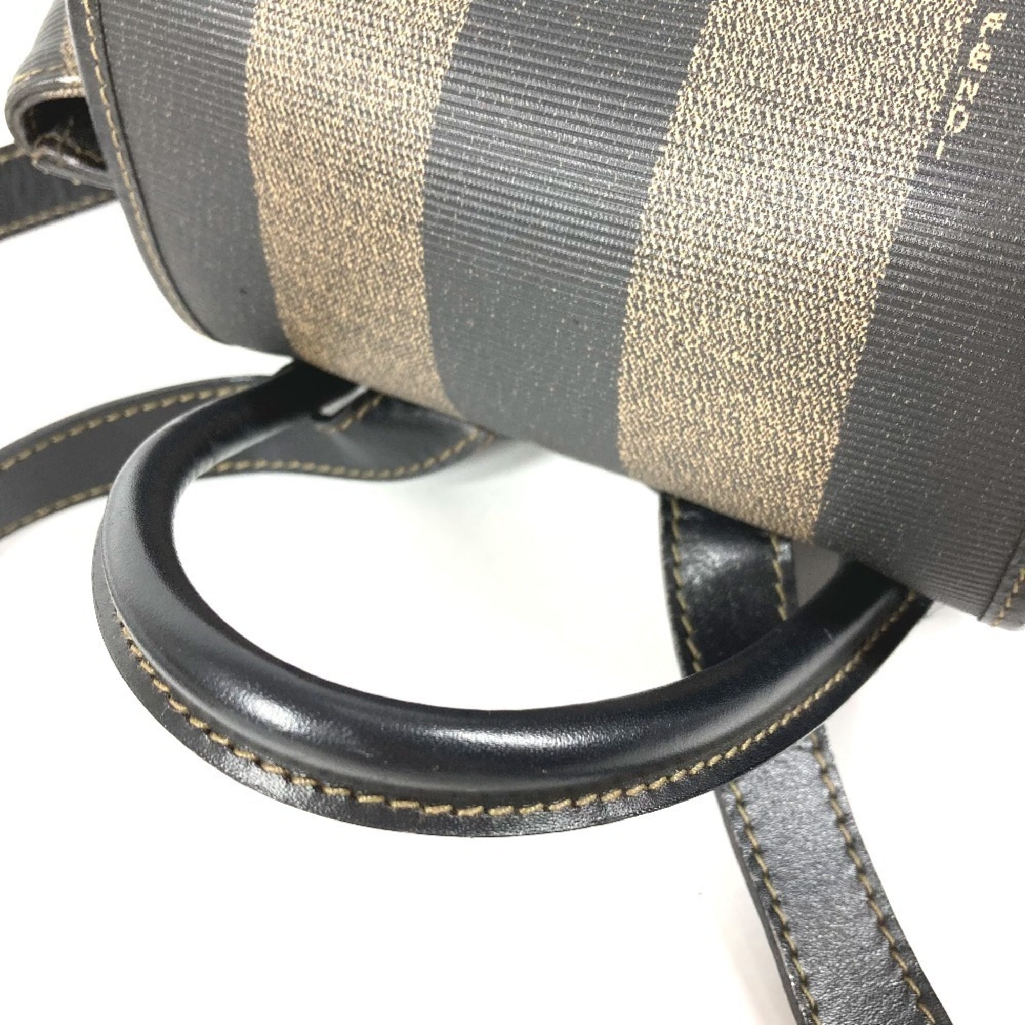 Fendi Pequin Black Khaki Pvc Leather Backpack (Pre-Owned)