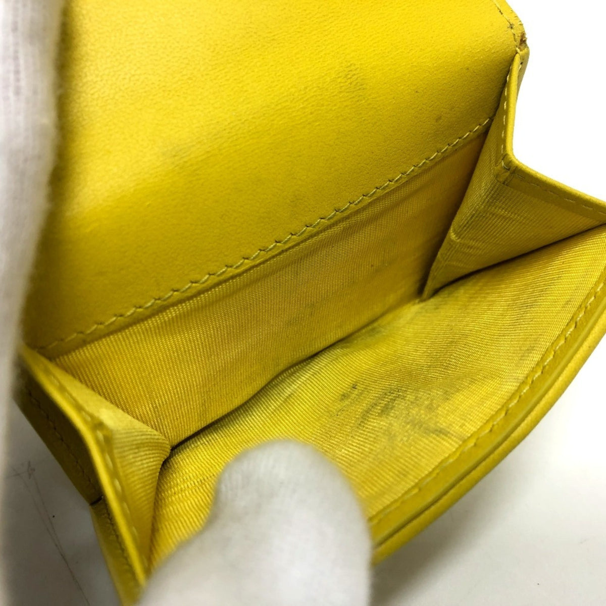 Christian Dior Lady Dior Yellow Leather Wallet (Tri-Fold) (Pre-Owned)