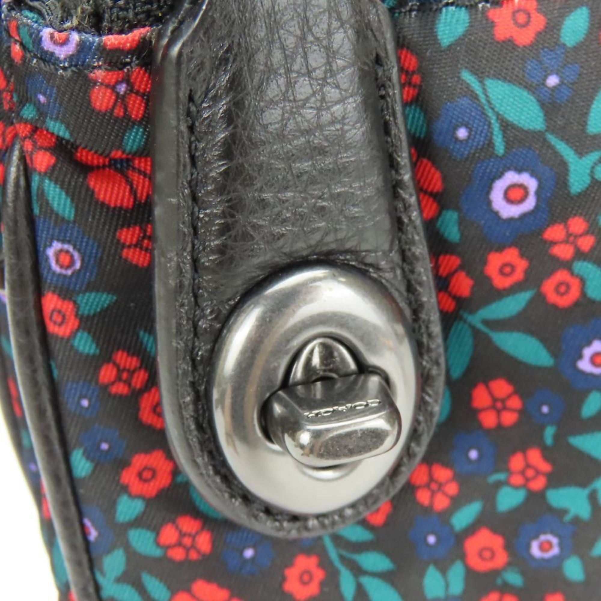 Coach Black Multi-Color Nylon Leather Shoulder Bag (Pre-Owned)