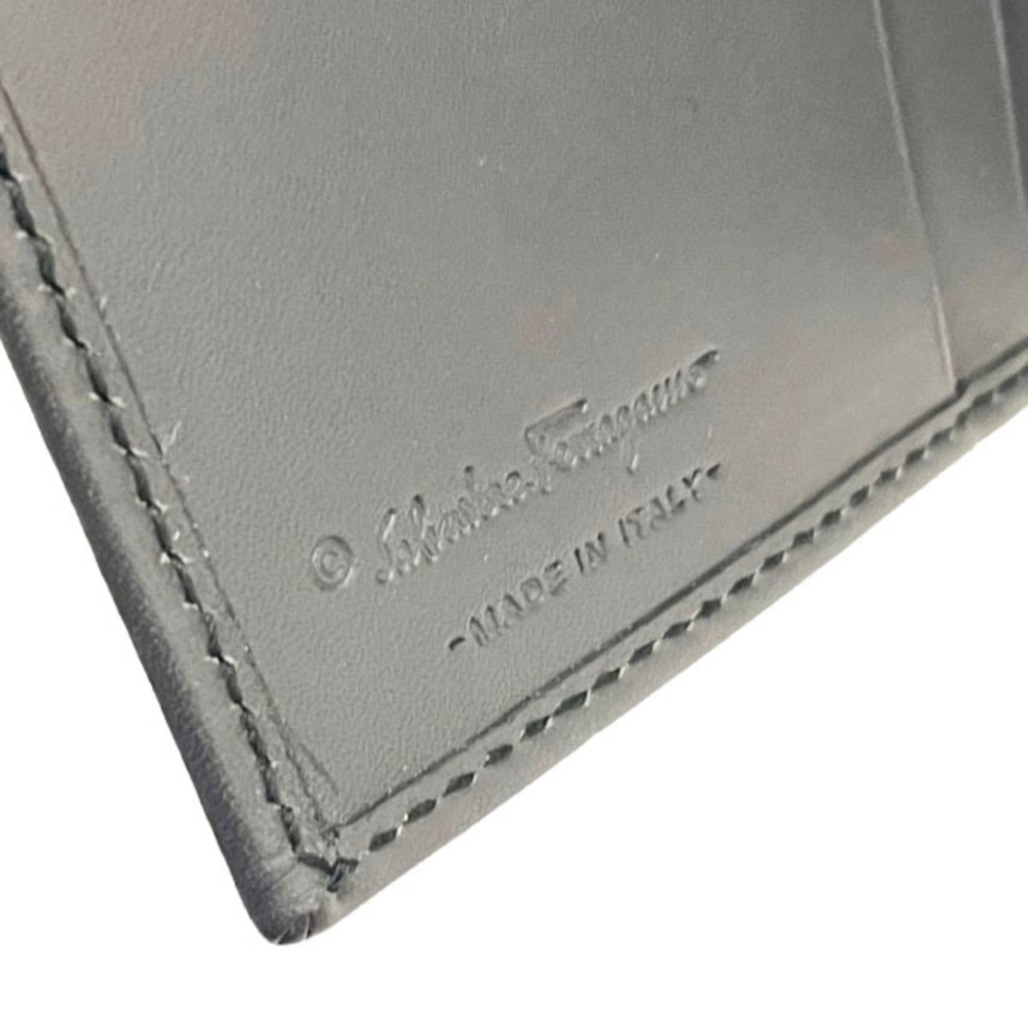 Salvatore Ferragamo Gray Canvas Leather Wallet (Bi-Fold) (Pre-Owned)