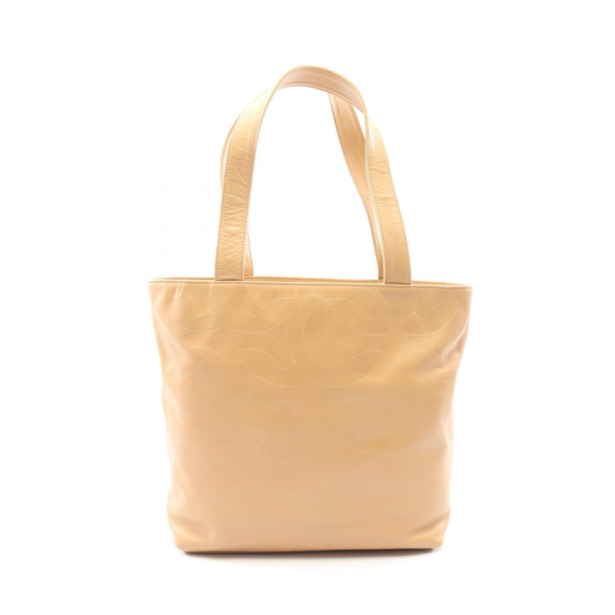 Chanel Beige Leather Handbag Tote Bag (Pre-Owned)
