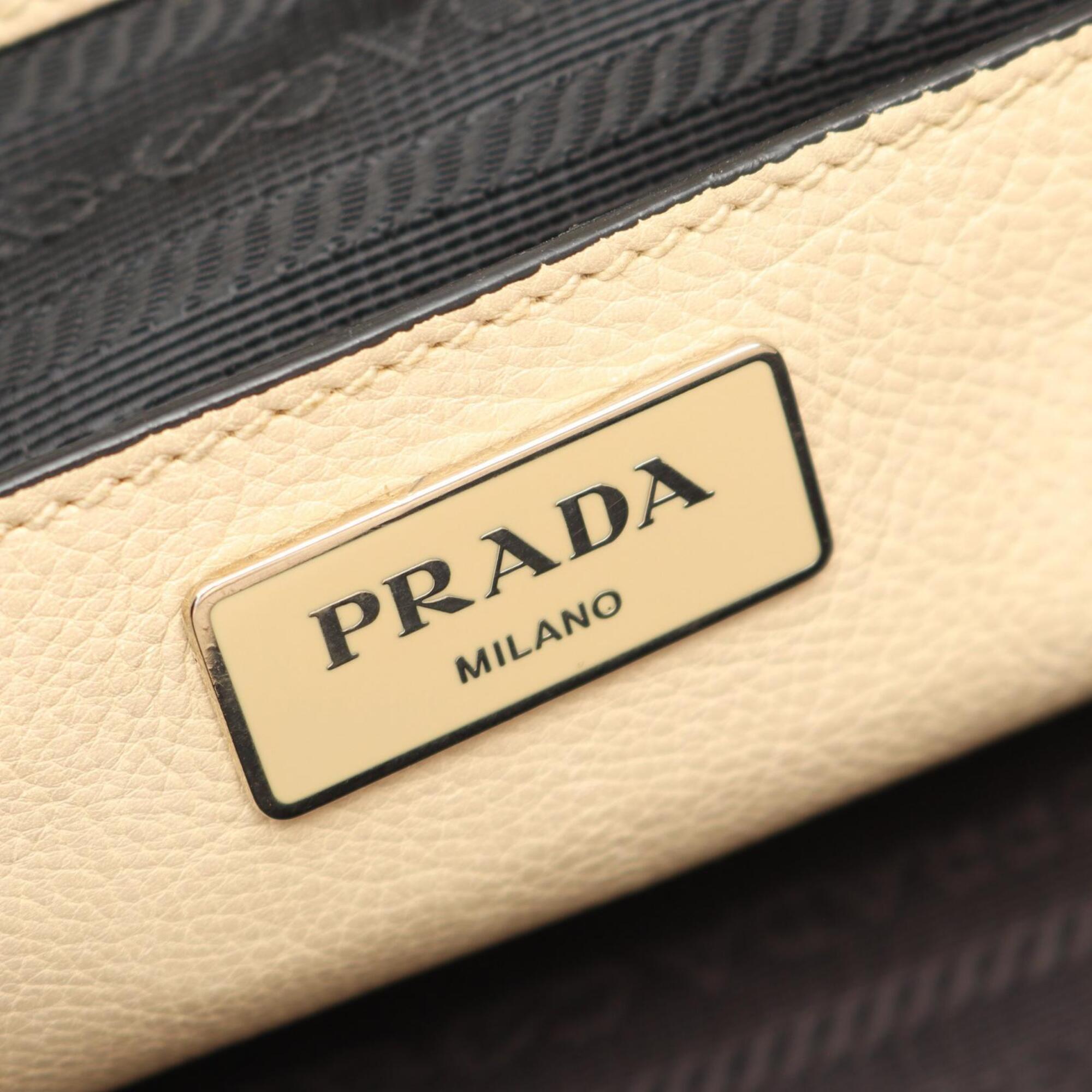 Prada Beige Leather Handbag Tote Bag (Pre-Owned)