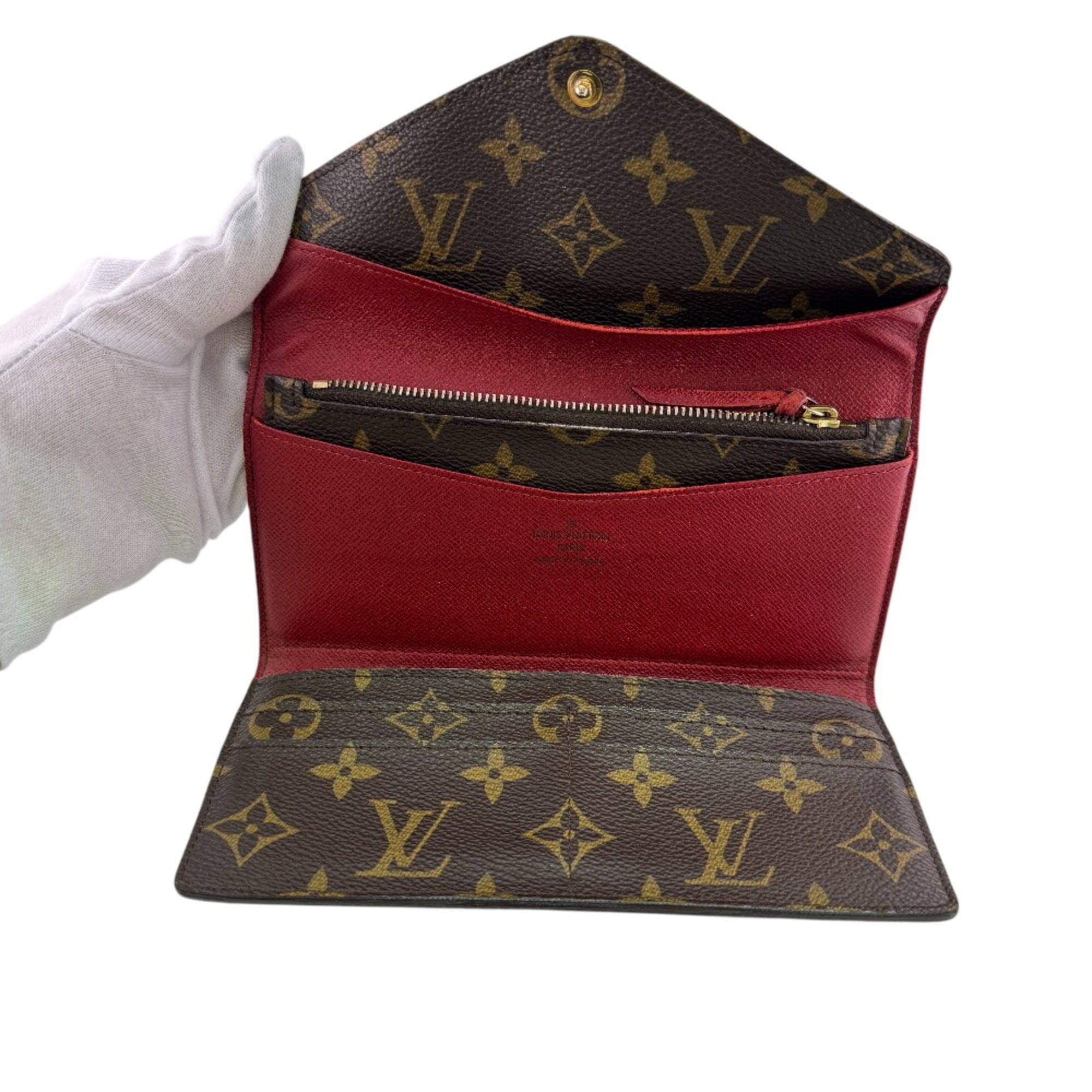 Louis Vuitton Monogram Brown Monogram Red Color Monogram Long Wallet (Bi-Fold) (Pre-Owned)