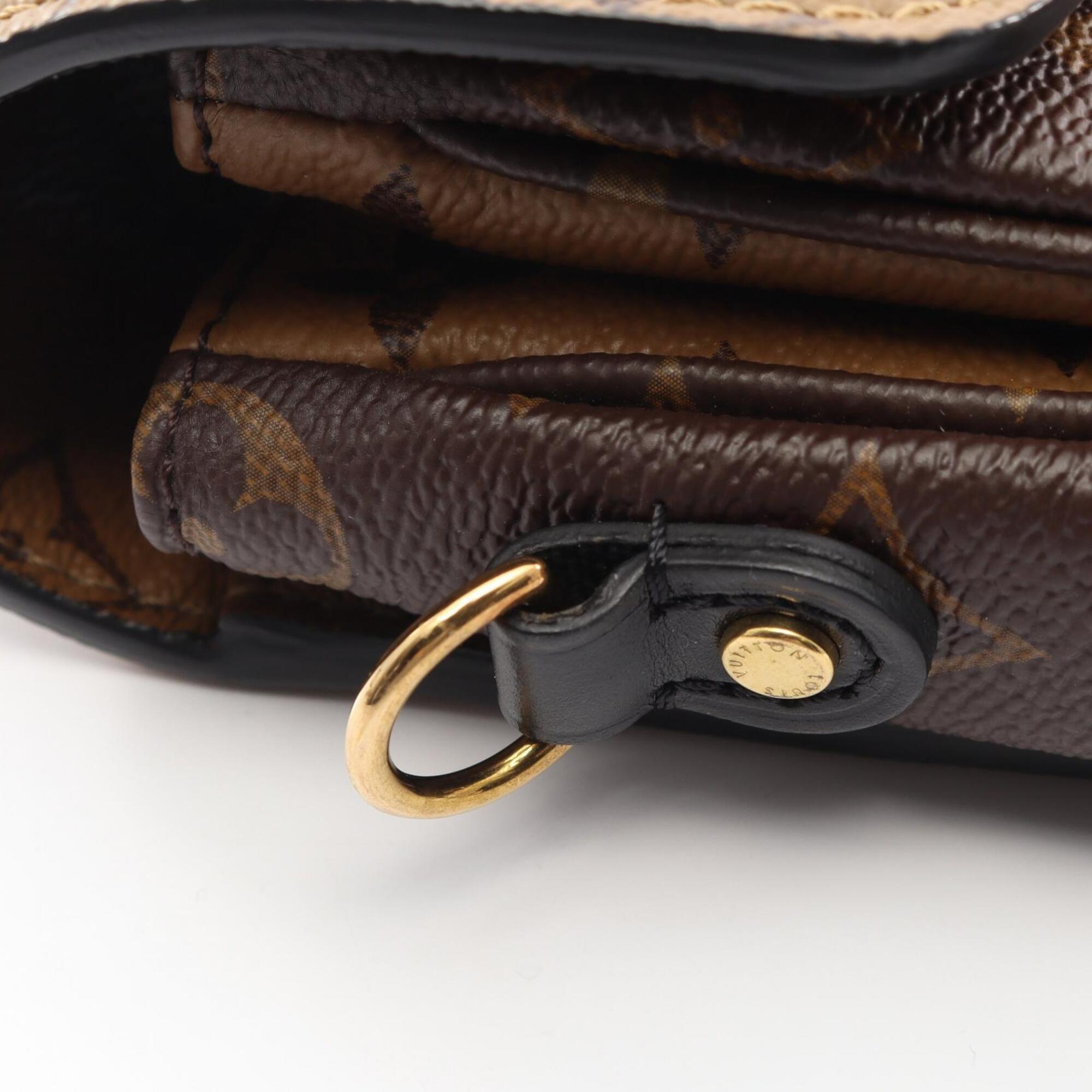 Louis Vuitton Black Brown Coated Canvas Leather Handbag Pochette (Pre-Owned)
