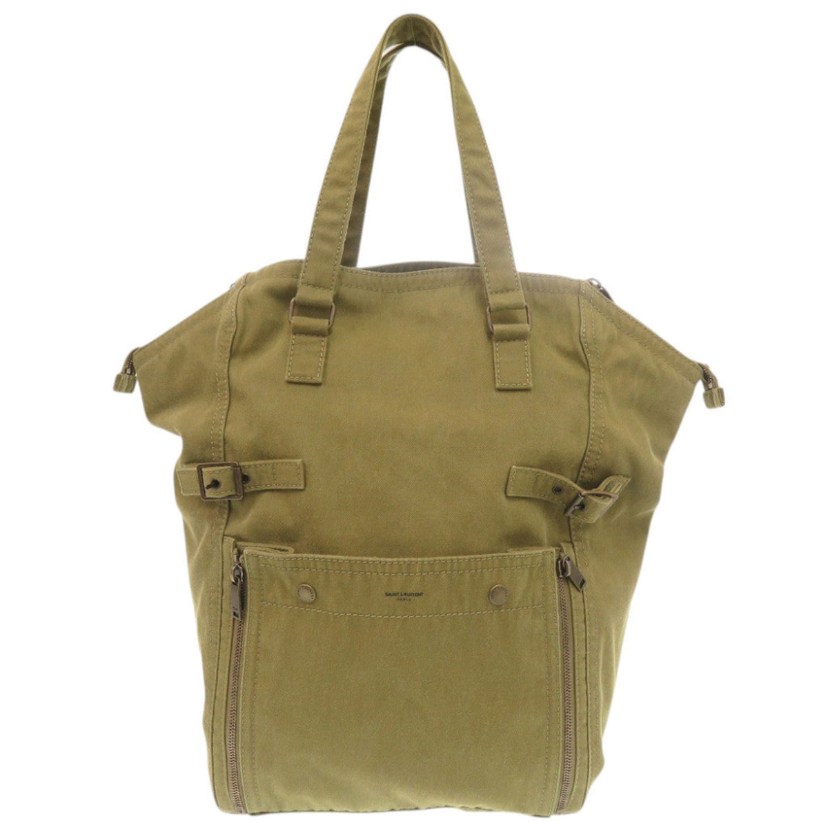 Yves Saint Laurent Khaki Canvas Tote Bag (Pre-Owned)