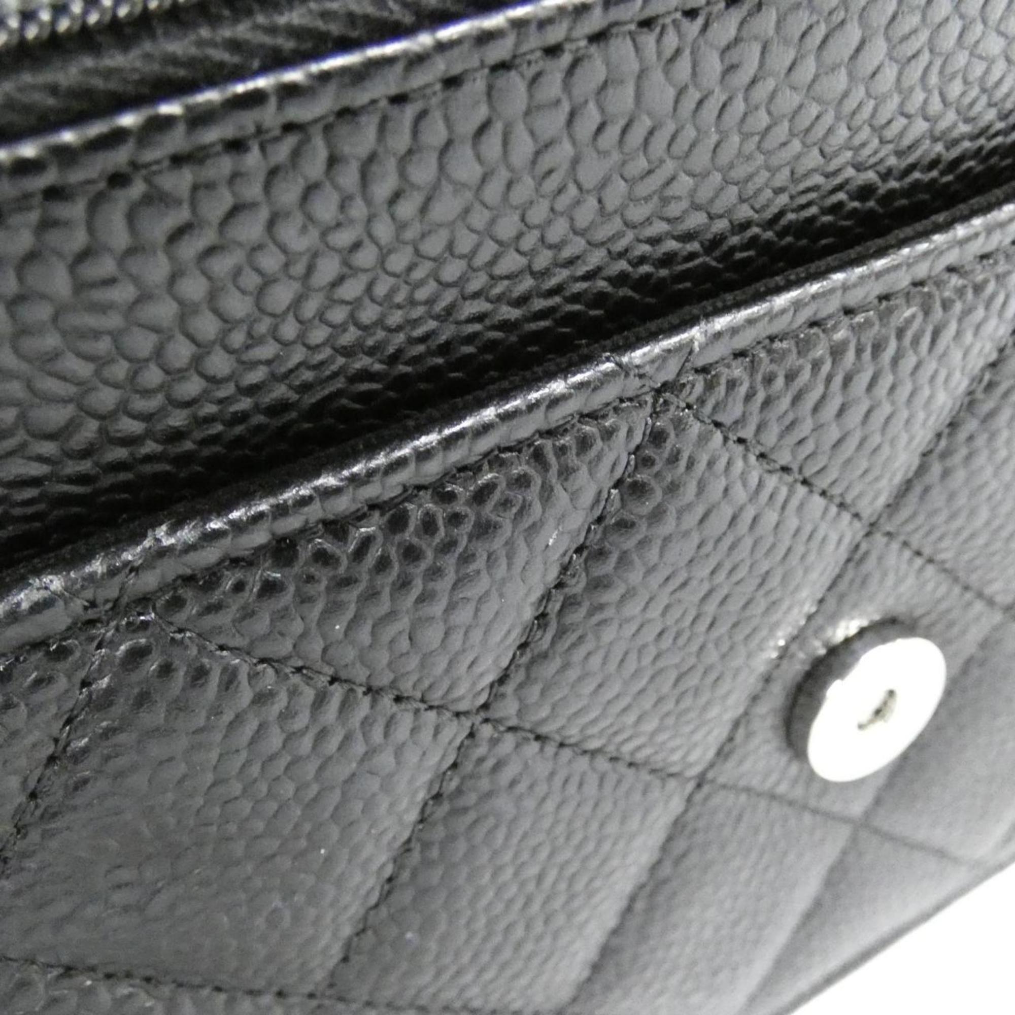 Chanel Black Bordeaux Grained Calfskin Chain/Shoulder Wallet (Pre-Owned)