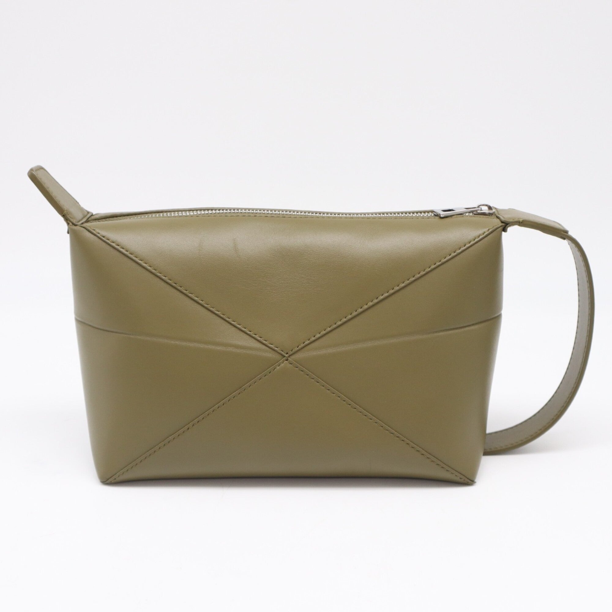 Loewe Puzzle Khaki Leather Clutch Bag (Pre-Owned)
