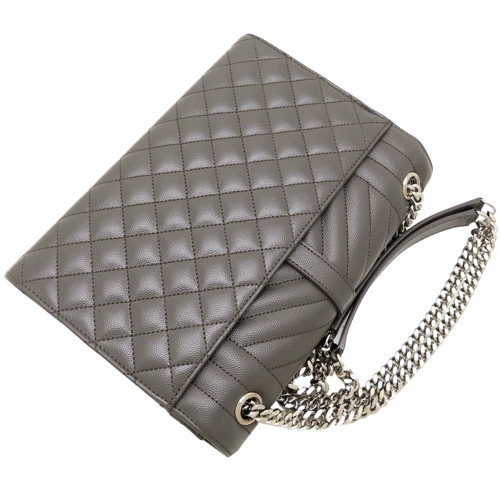 Yves Saint Laurent Gray Leather Shoulder Bag (Pre-Owned)