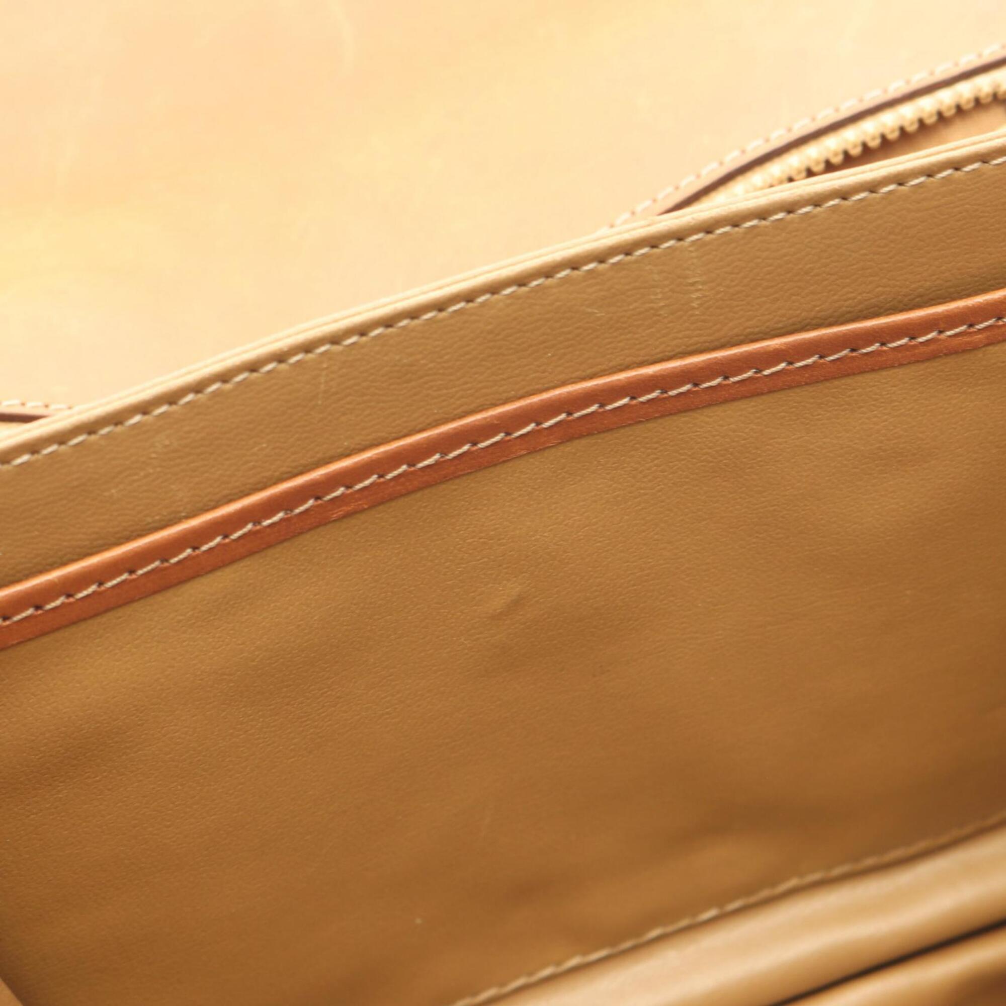 Celine Brown Coated Canvas Leather Handbag Shoulder Bag (Pre-Owned)