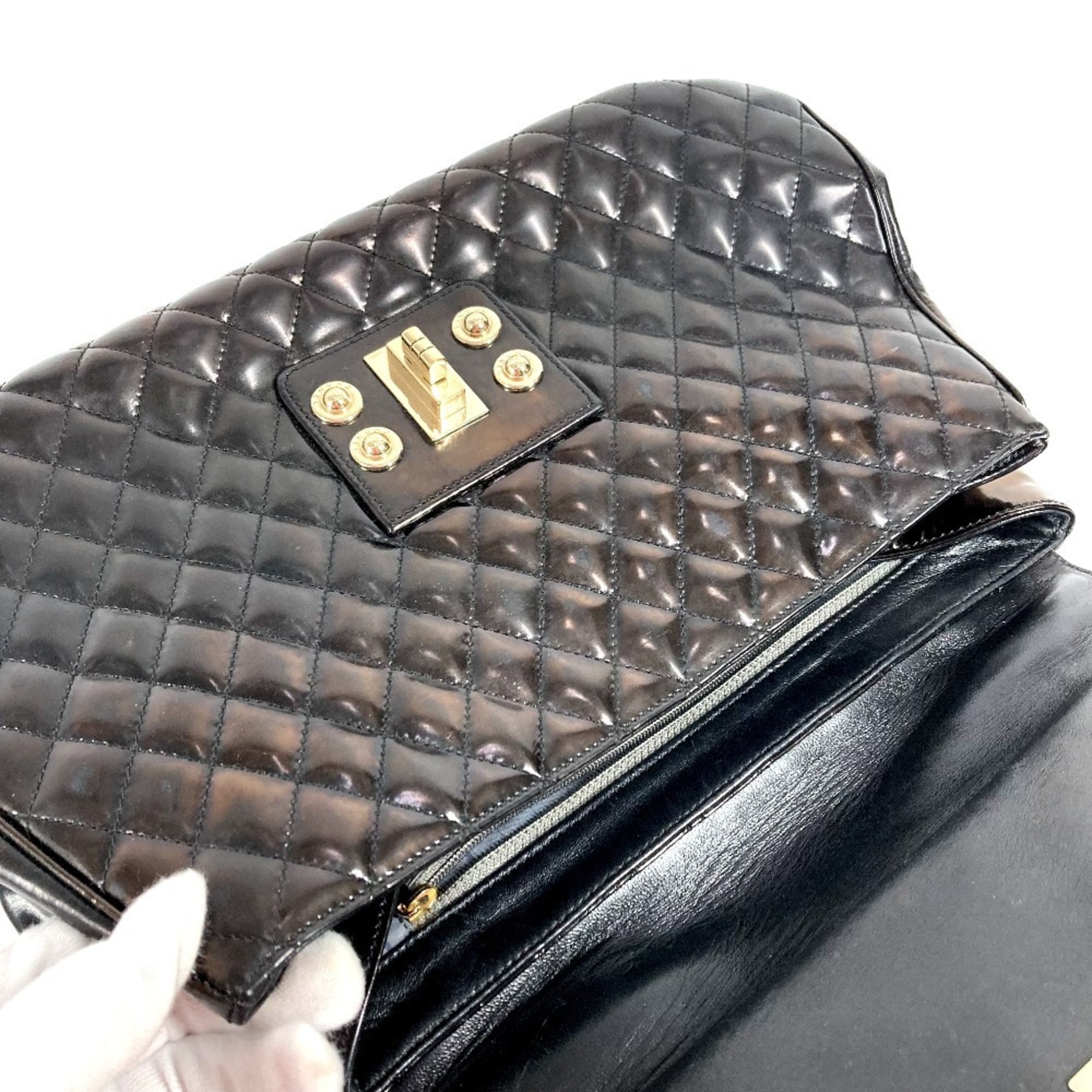 Chanel Black Leather Handbag Shoulder Bag Tote Bag (Pre-Owned)