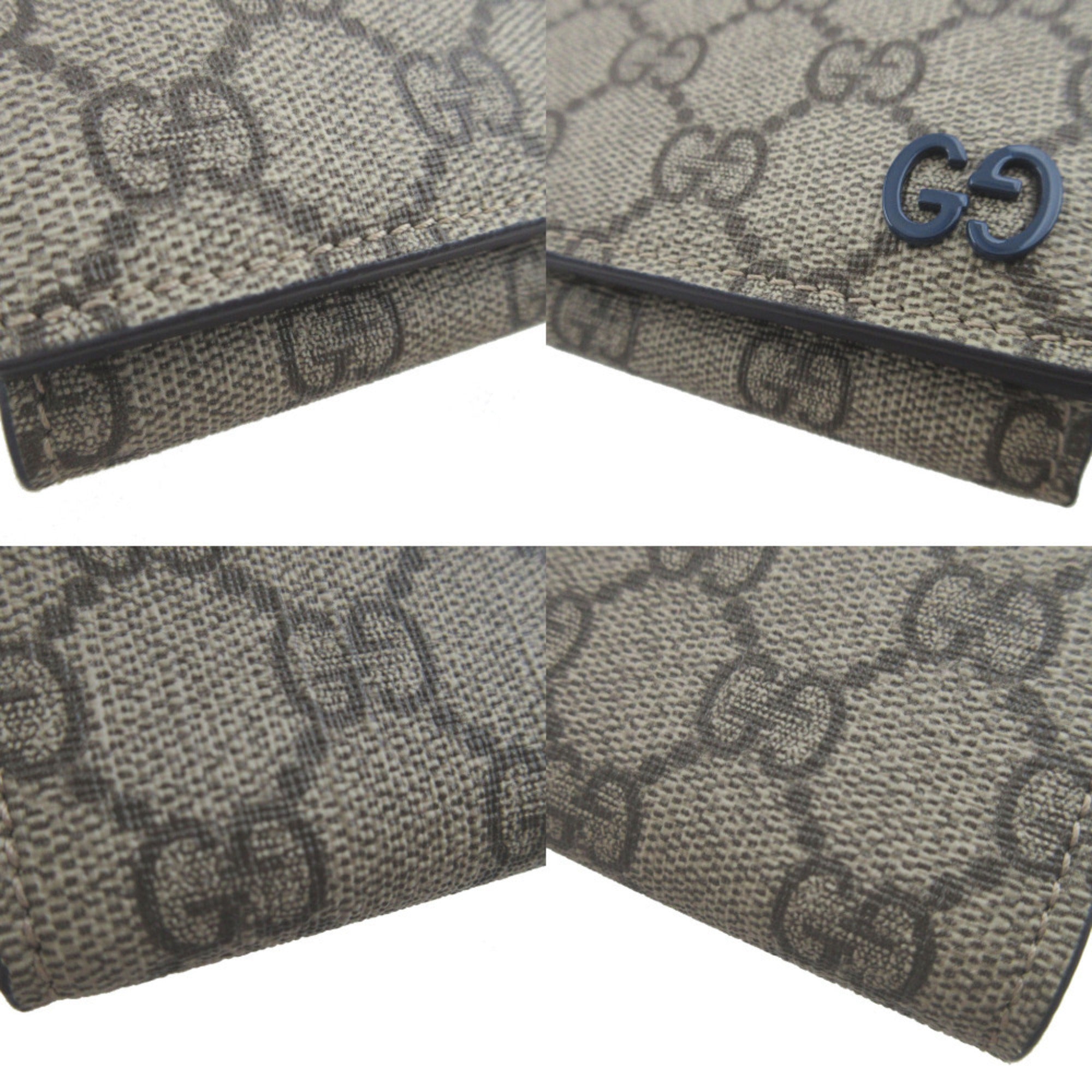 Gucci Beige Blue Gg Supreme Leather Wallet (Tri-Fold) (Pre-Owned)