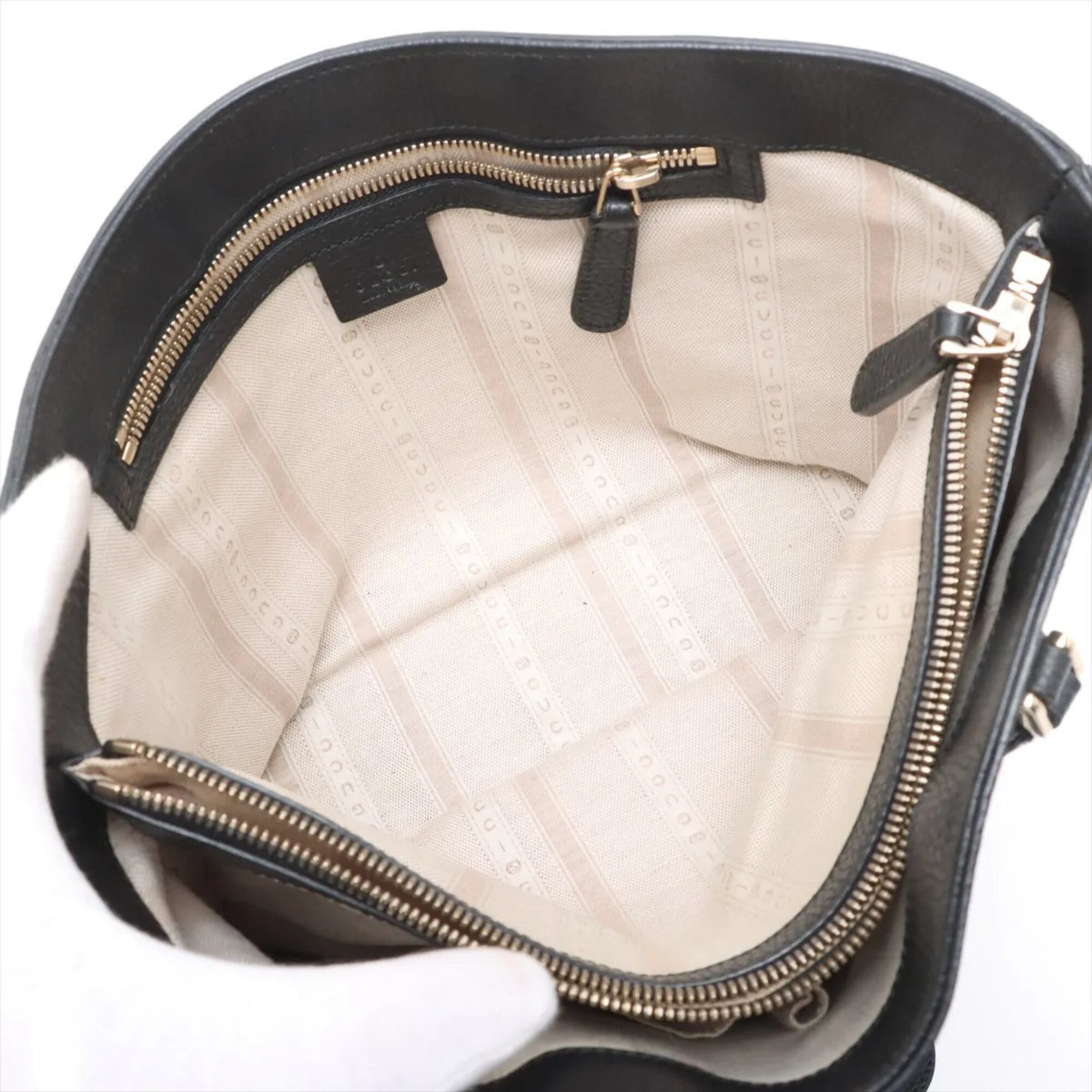 Gucci Black Leather Handbag Shoulder Bag Tote Bag (Pre-Owned)