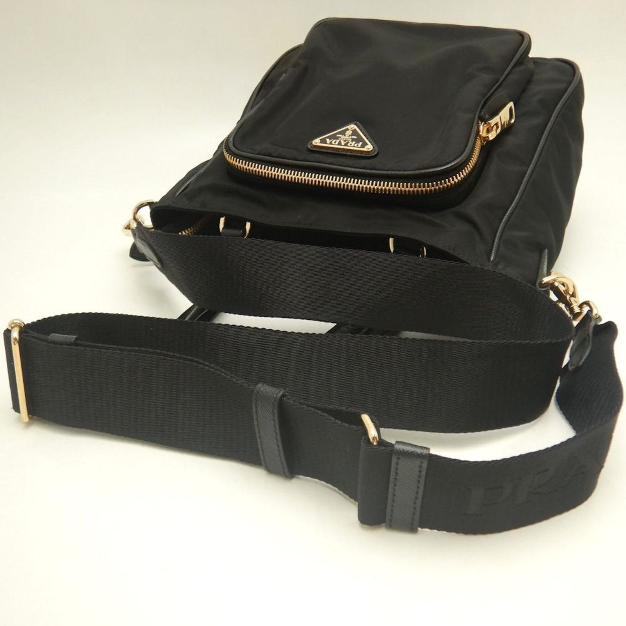 Prada Black Nylon Leather Handbag (Pre-Owned)