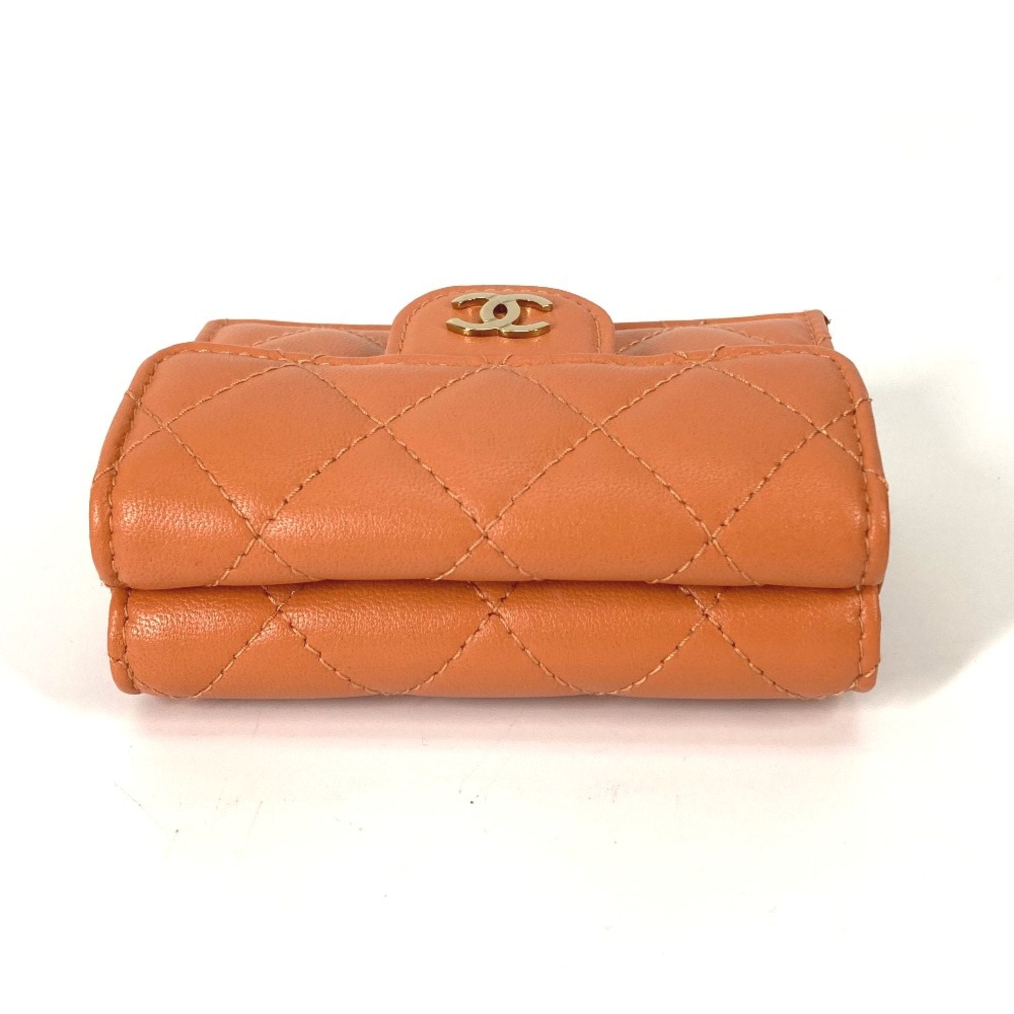 Chanel Orange Leather Wallet (Tri-Fold) (Pre-Owned)