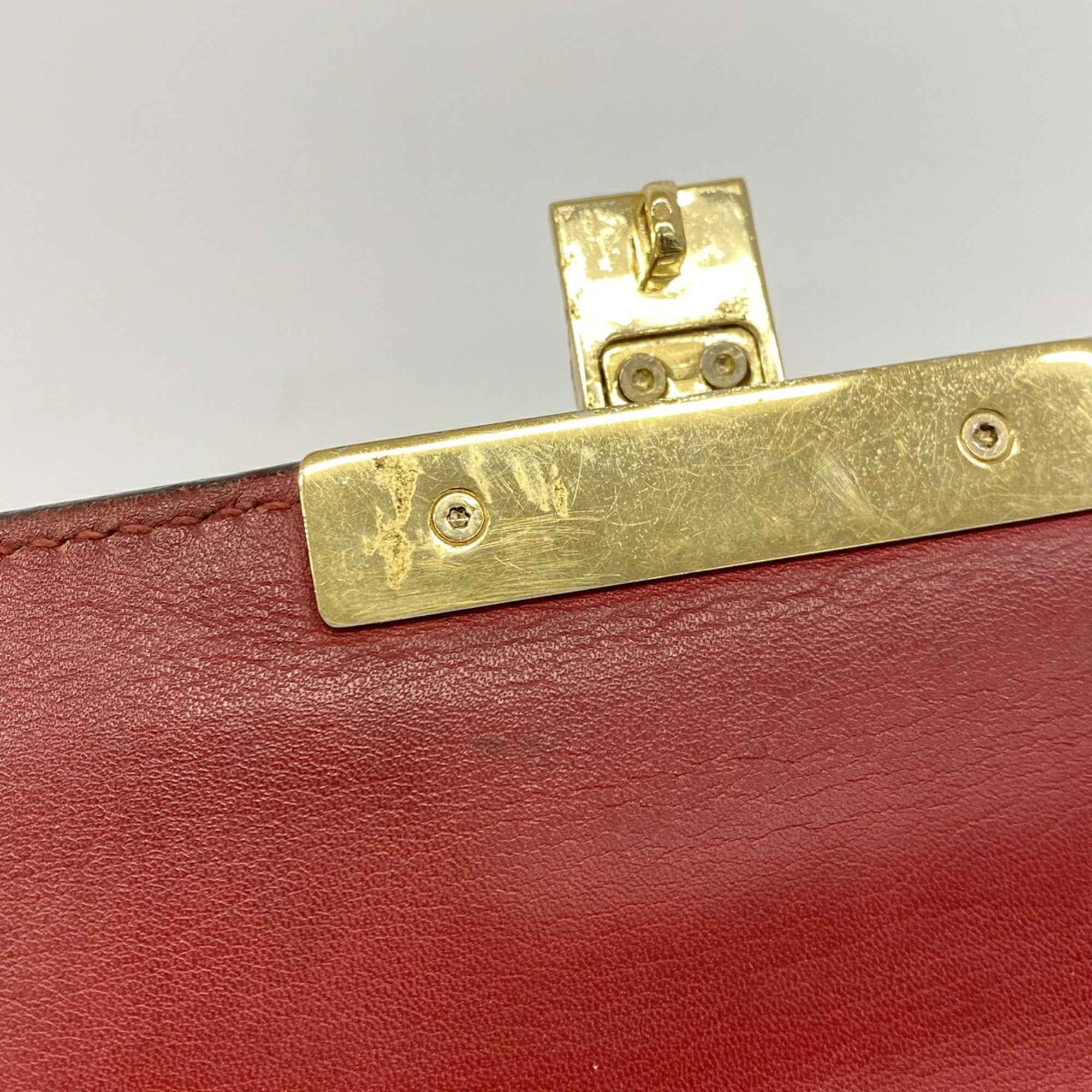 Gucci Brown Red Color Pvc Shoulder Bag (Pre-Owned)