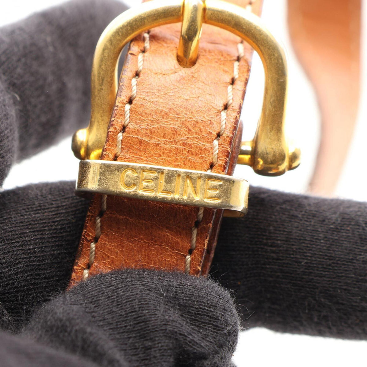 Celine Brown Coated Canvas Leather Handbag Shoulder Bag (Pre-Owned)