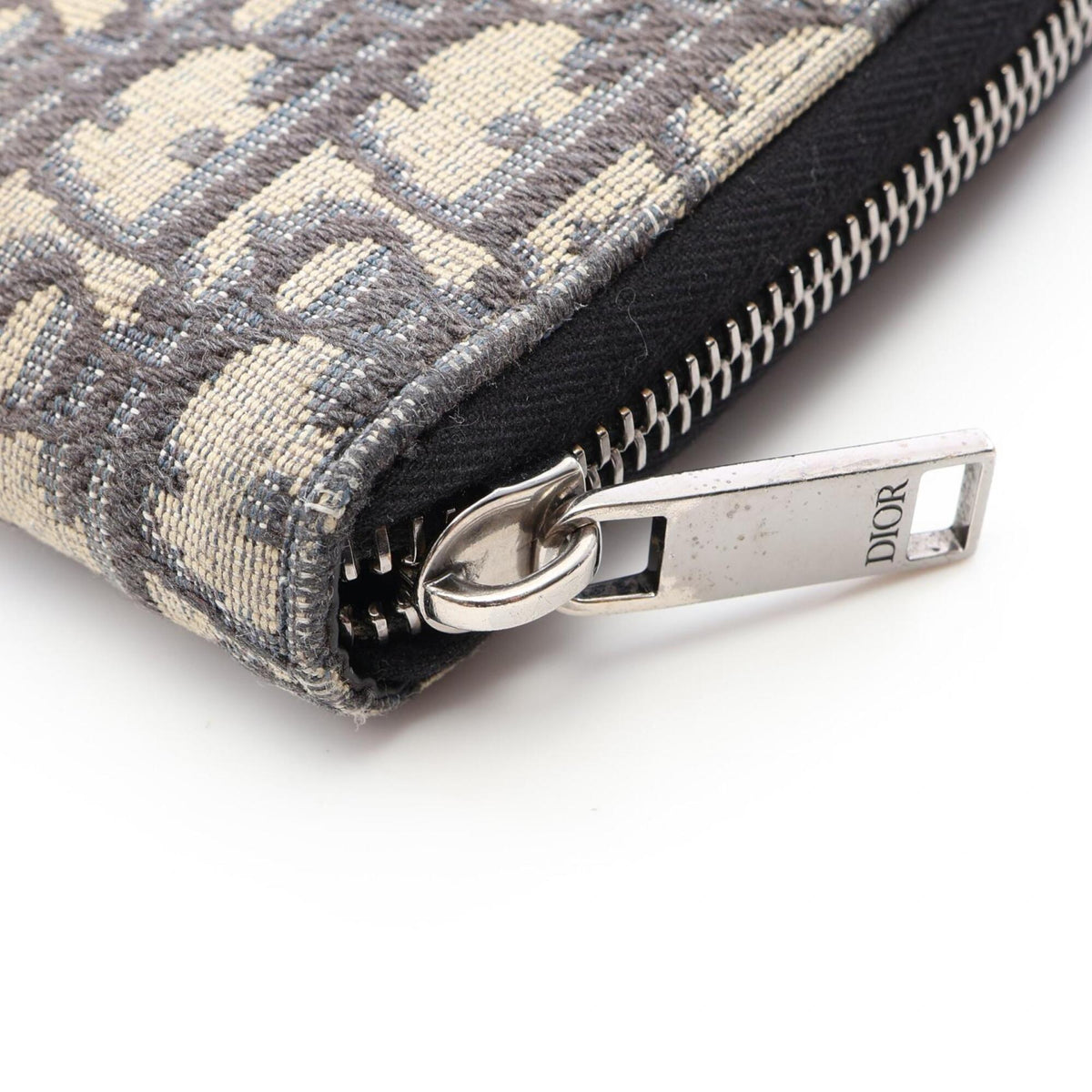 Christian Dior Beige Navy Canvas Long Wallet (Bi-Fold) (Pre-Owned)