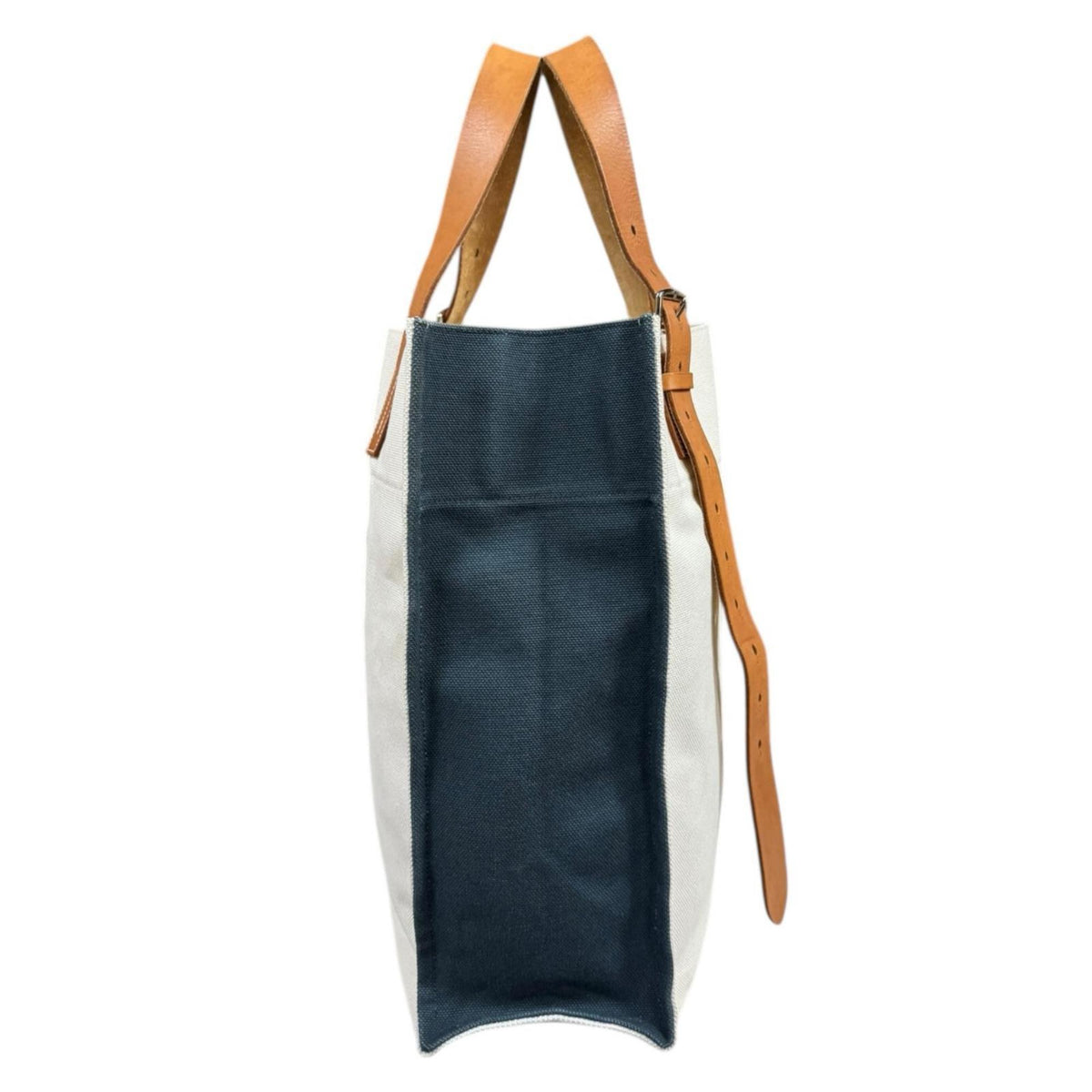Hermes Navy White Canvas Shoulder Bag (Pre-Owned)