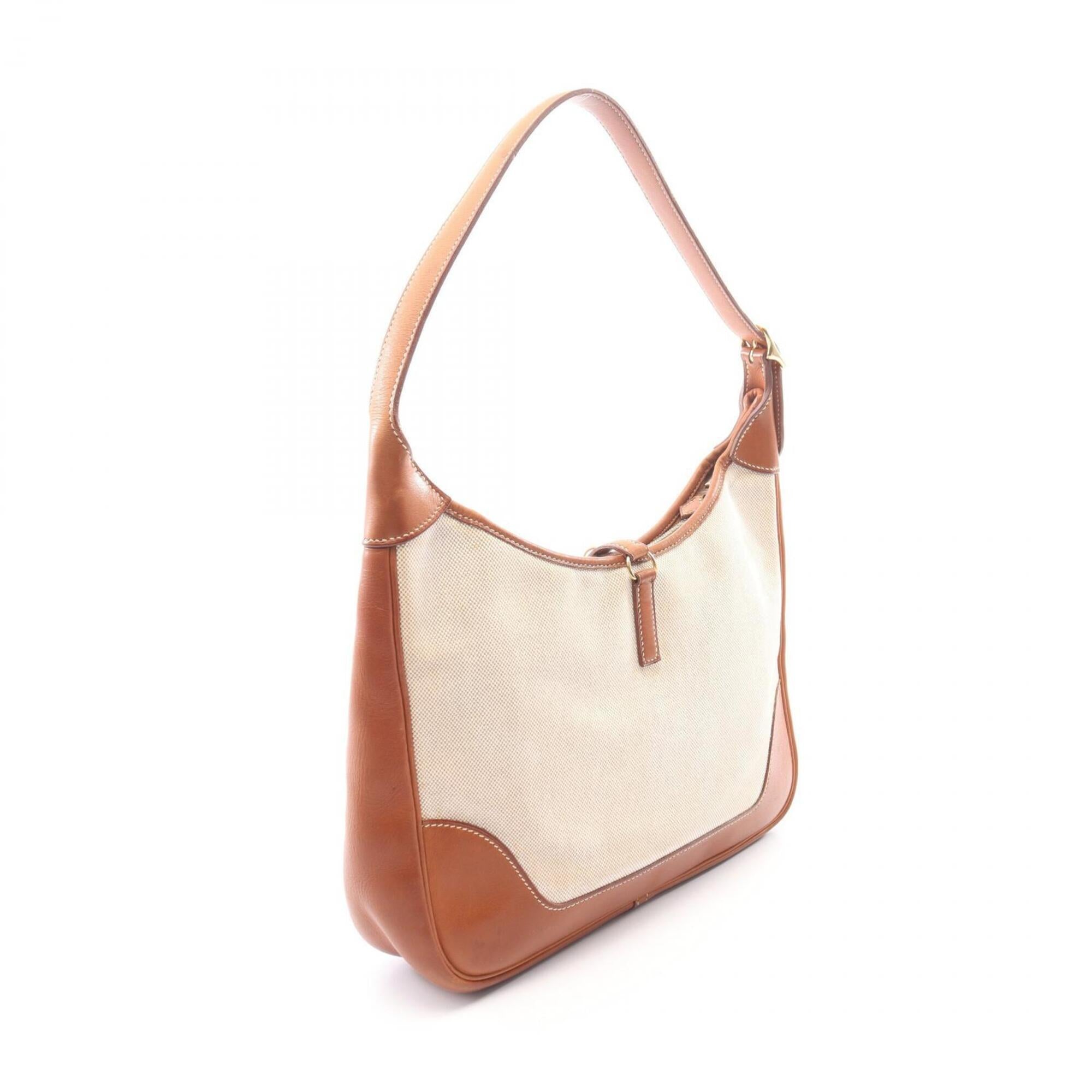 Hermes Beige Brown Toile H Leather Handbag Shoulder Bag (Pre-Owned)