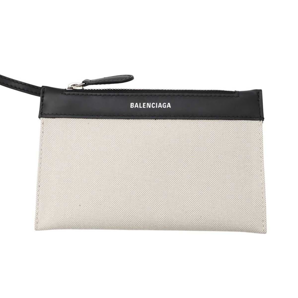 Balenciaga Black White Canvas Leather Handbag Pouch (Pre-Owned)