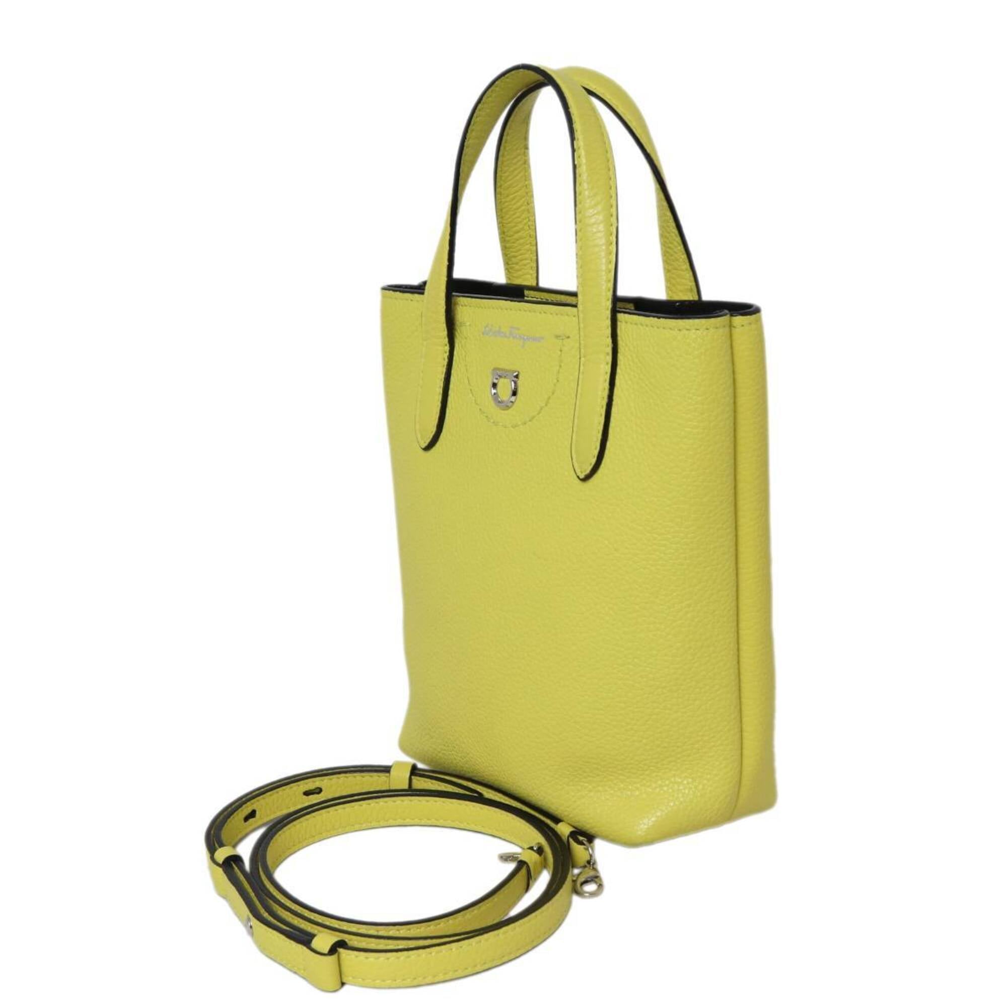 Salvatore Ferragamo Lemon Yellow Shoulder Bag Tote Bag (Pre-Owned)