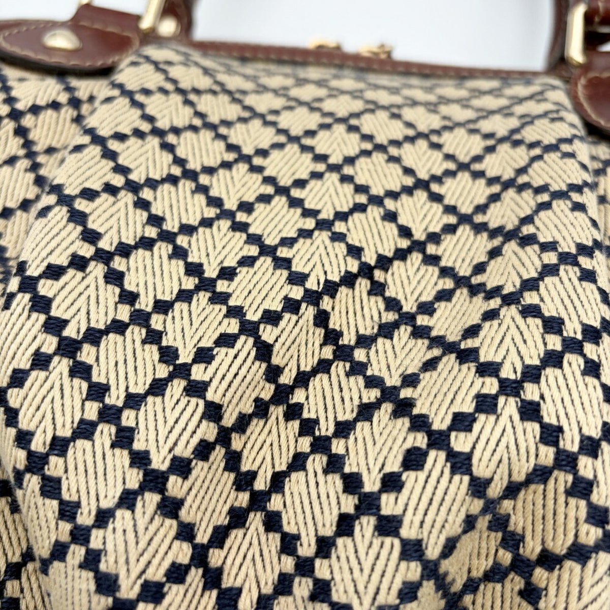 Gucci Beige Brown Canvas Leather Shoulder Bag (Pre-Owned)