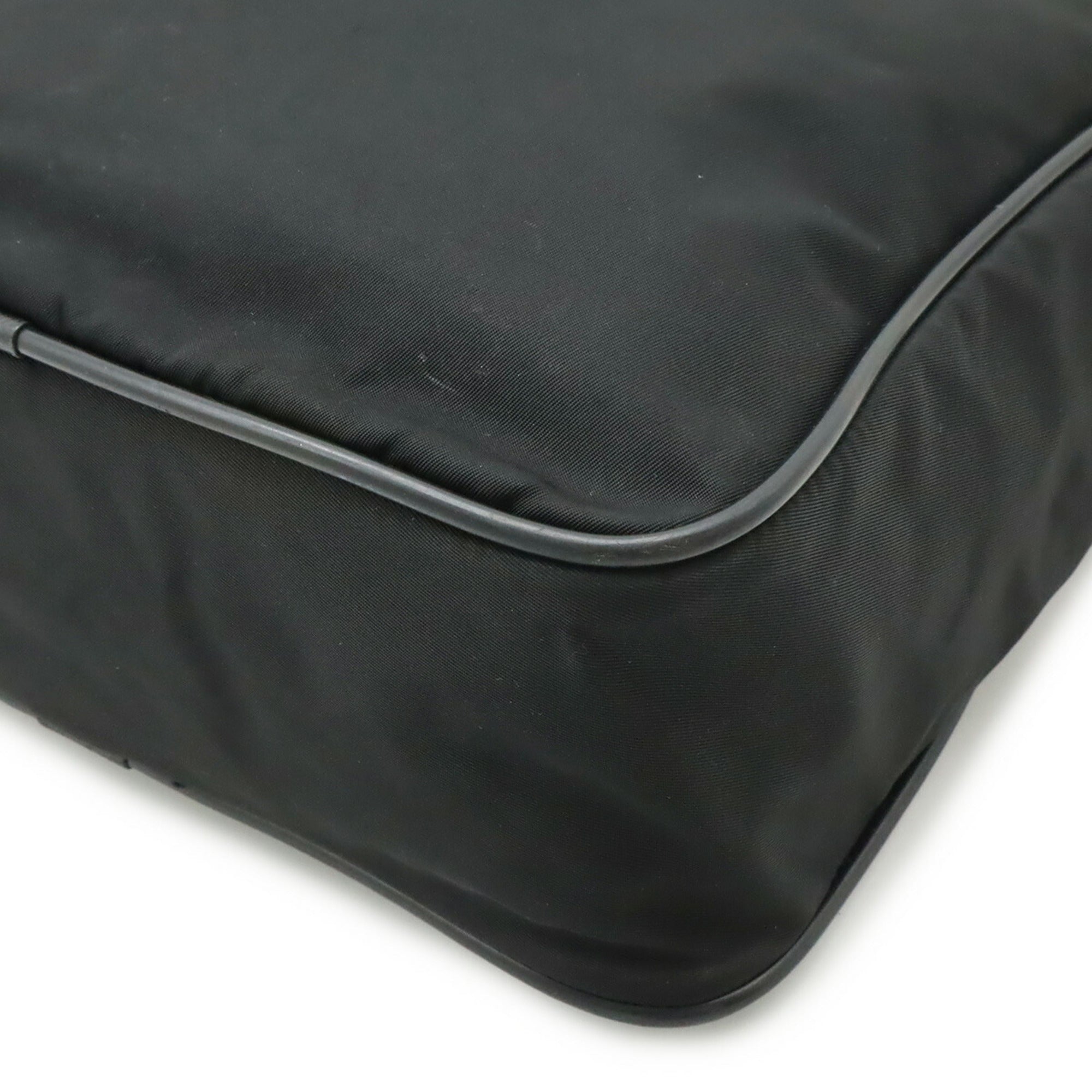 Prada Black Nero Nylon Leather Messenger Bag Shoulder Bag (Pre-Owned)