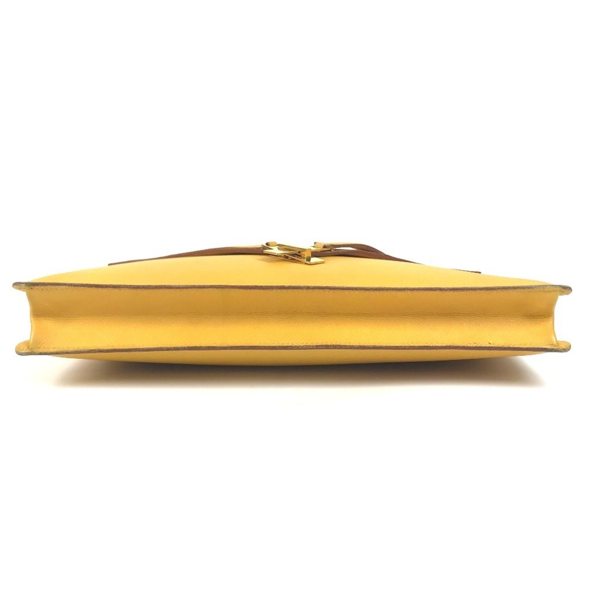 Hermes Yellow Courchevel Leather Briefcase Handbag (Pre-Owned)