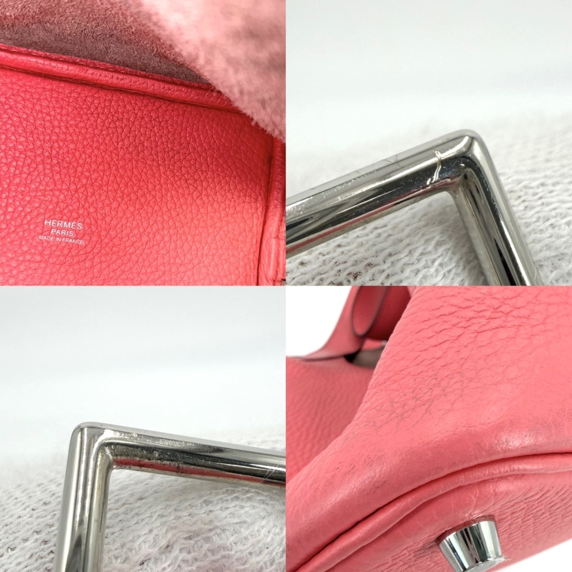Hermes Pink Taurillon Clemence Leather Handbag (Pre-Owned)