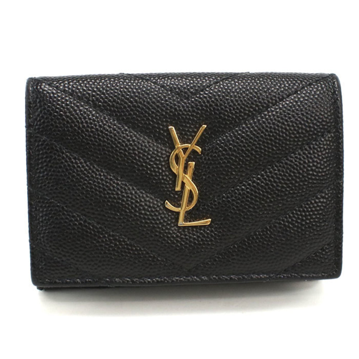 Saint Laurent Black Leather Wallet (Tri-Fold) (Pre-Owned)