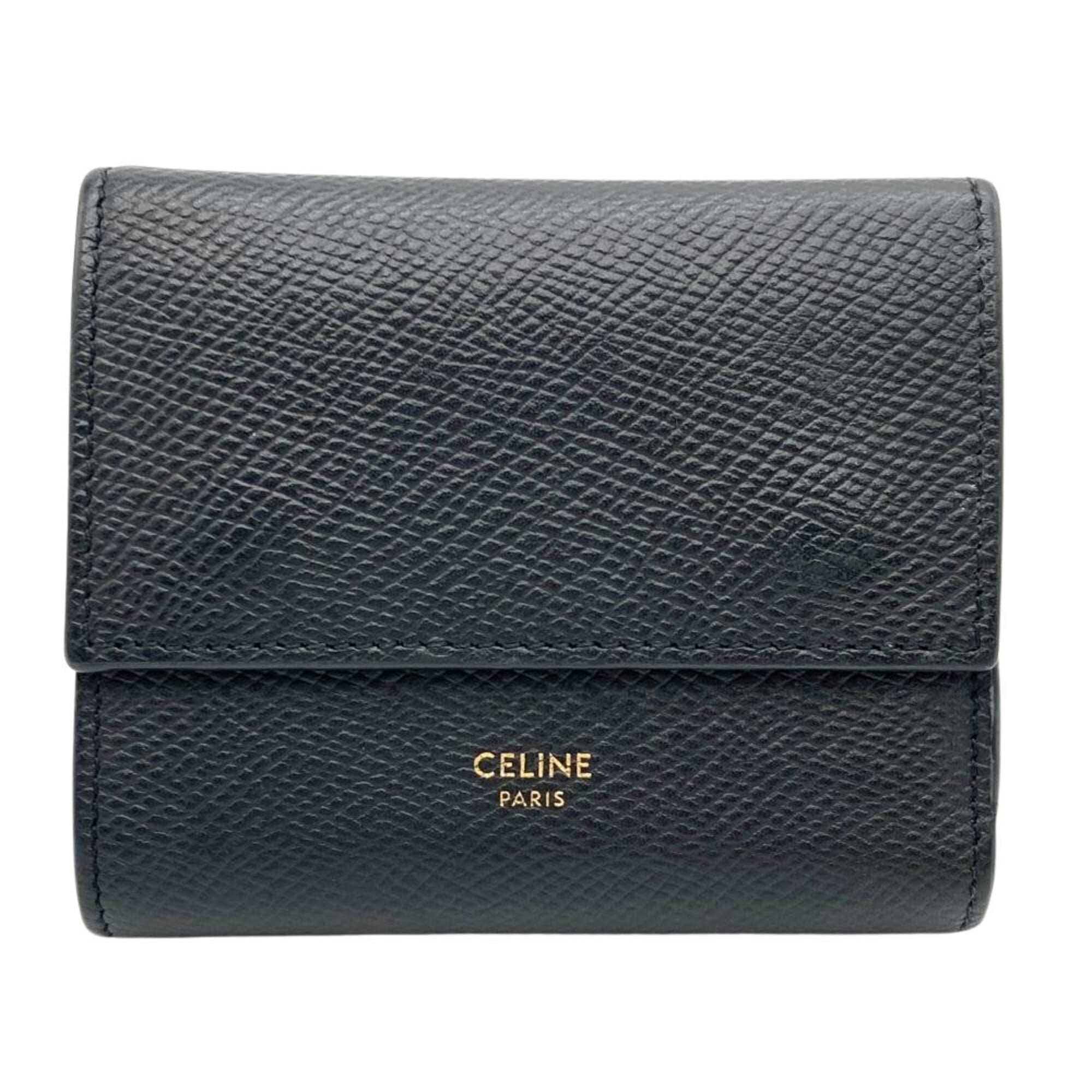 Celine Black Leather Wallet (Tri-Fold) (Pre-Owned)