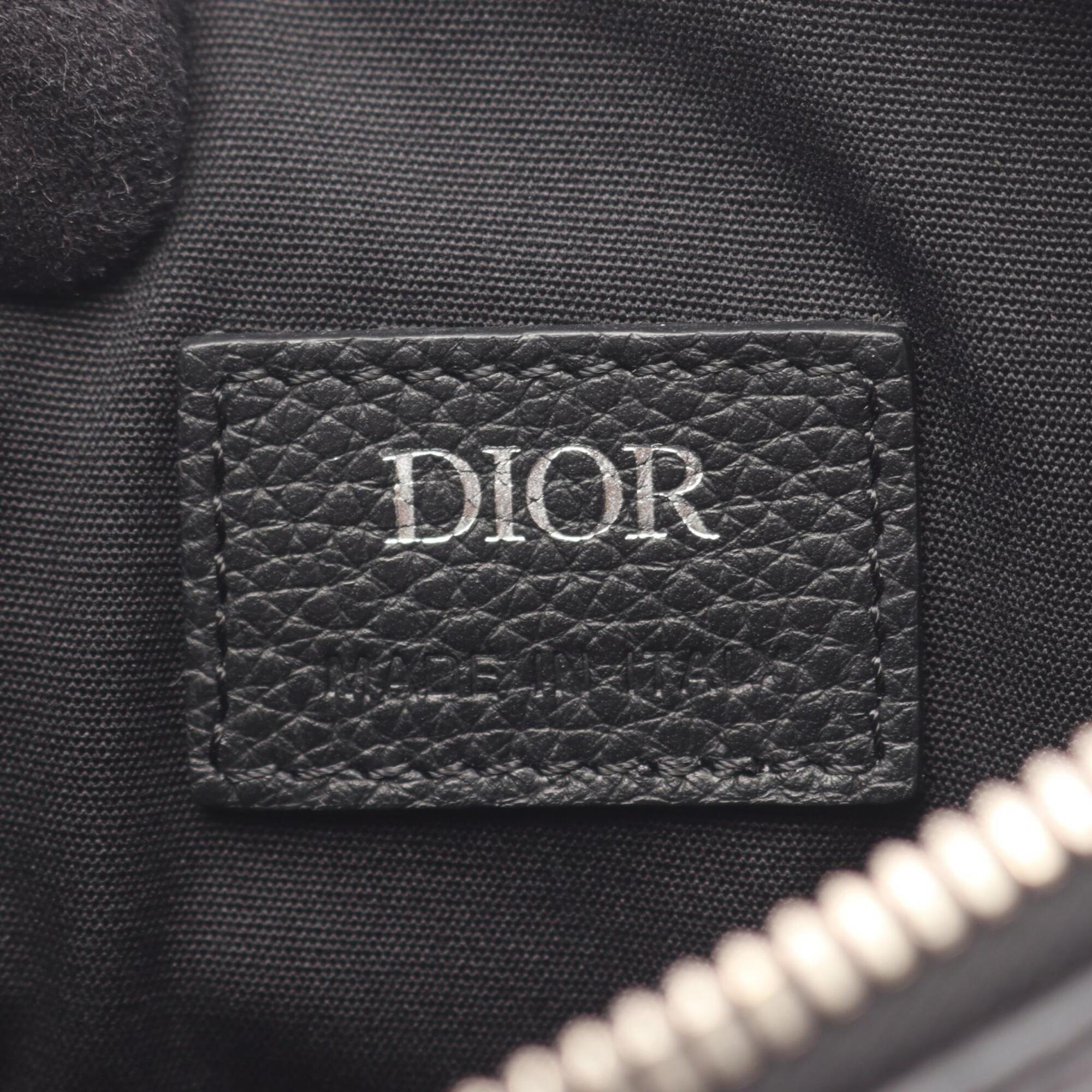 Christian Dior Black Leather Saddle Bag Shoulder Bag (Pre-Owned)