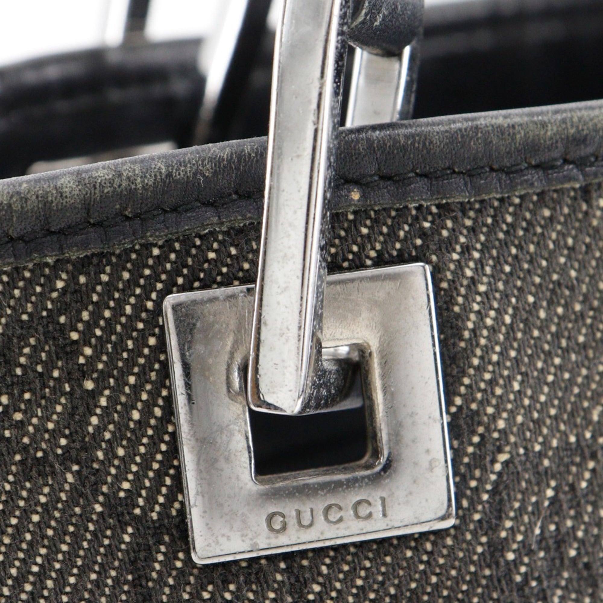 Gucci Black Denim Handbag Tote Bag (Pre-Owned)
