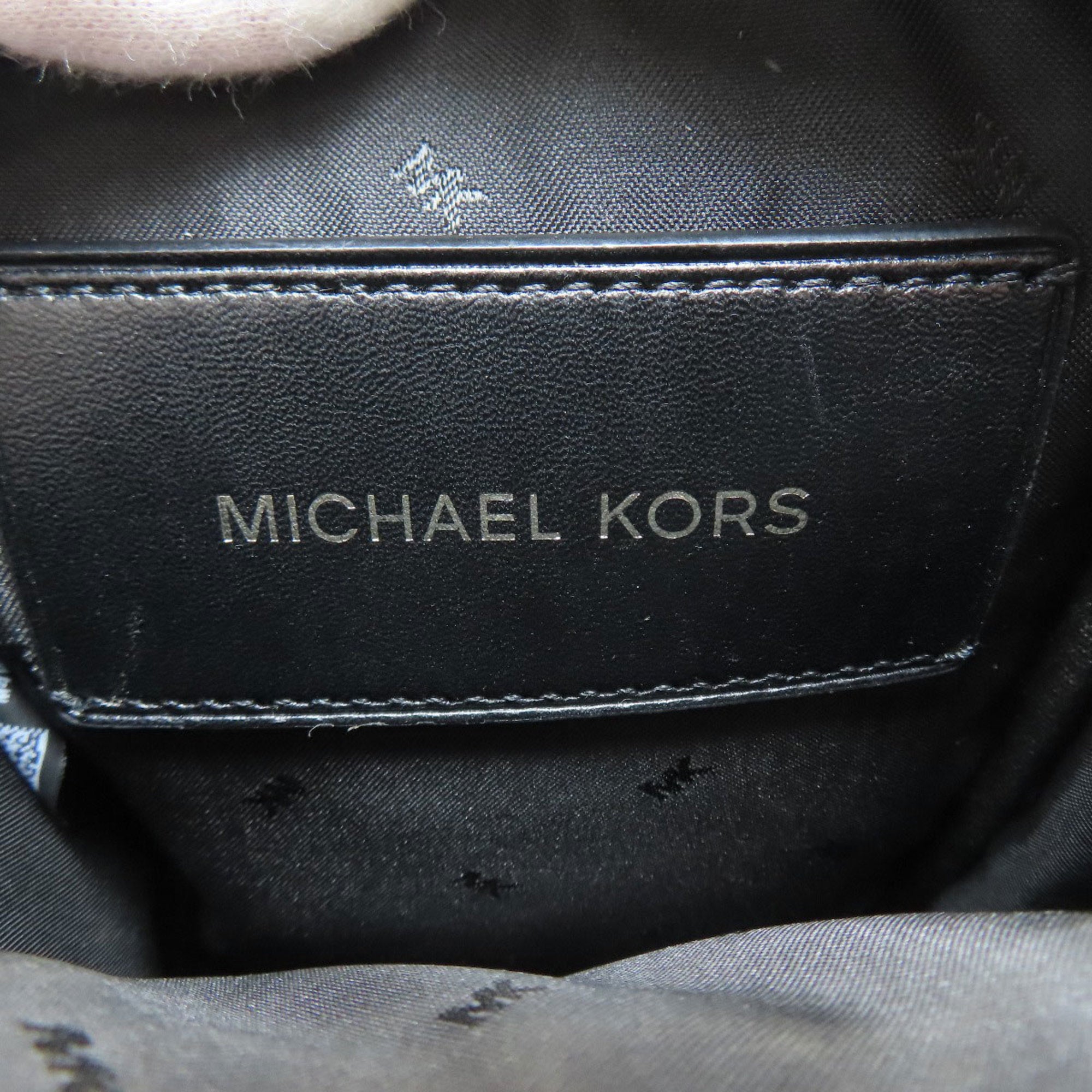 Michael Kors Black Blue Leather Nylon Shoulder Bag (Pre-Owned)