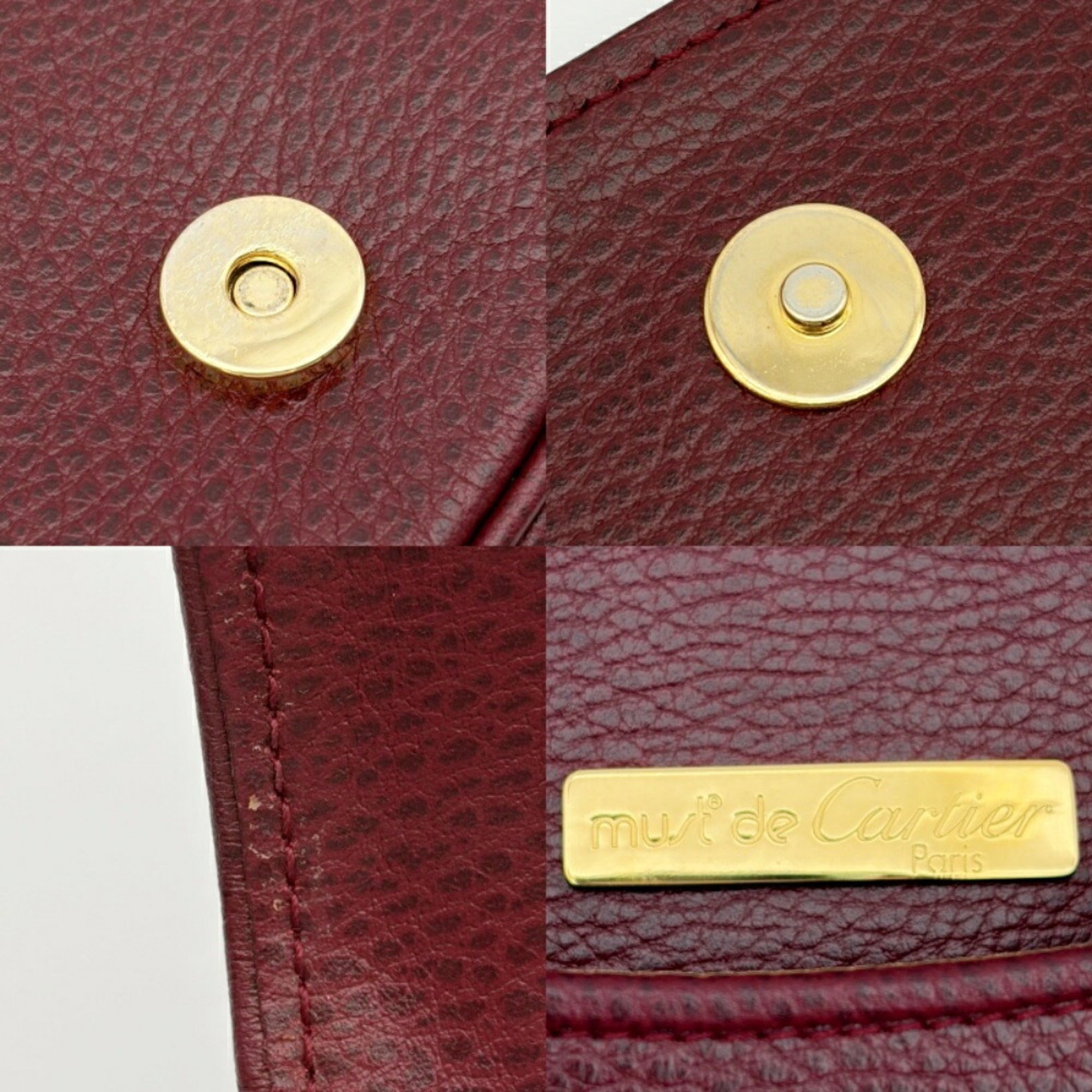 Cartier Bordeaux Leather Shoulder Bag (Pre-Owned)