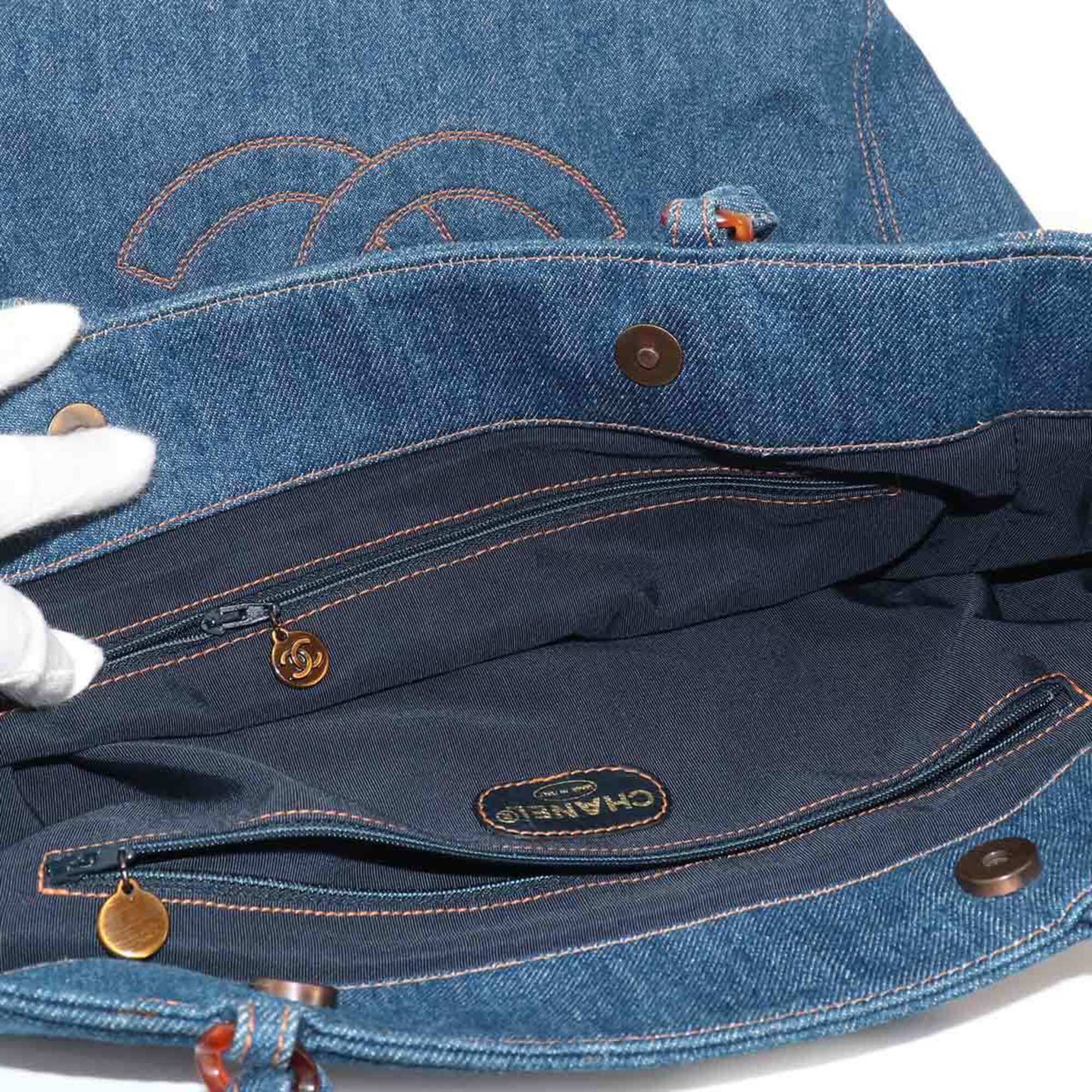 Chanel Blue Denim Handbag Tote Bag (Pre-Owned)