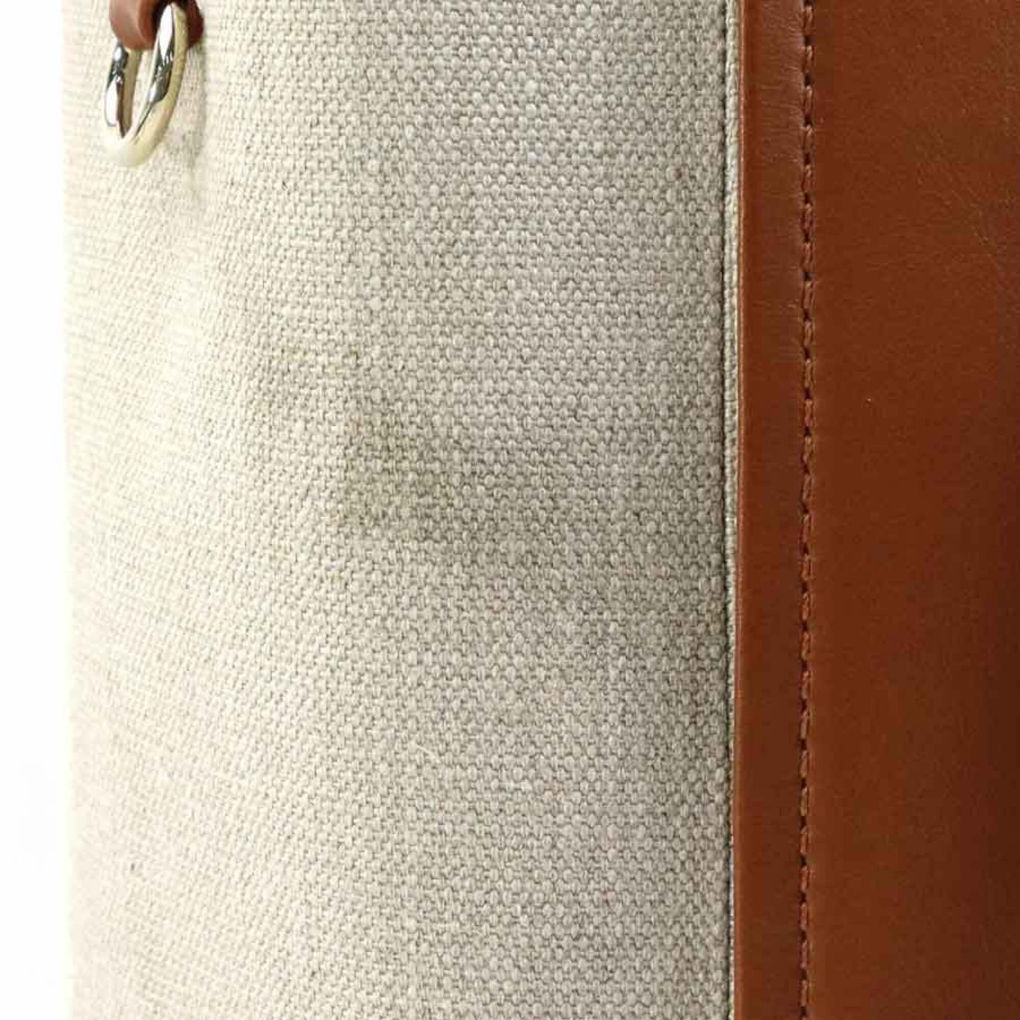 Chloé Beige Brown Leather Canvas Handbag Shoulder Bag (Pre-Owned)