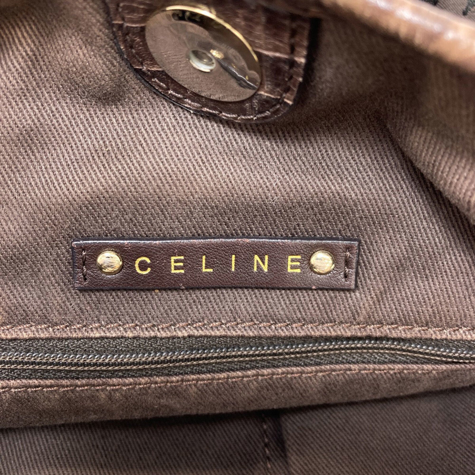 Celine Macadam Brown Canvas Shoulder Bag (Pre-Owned)