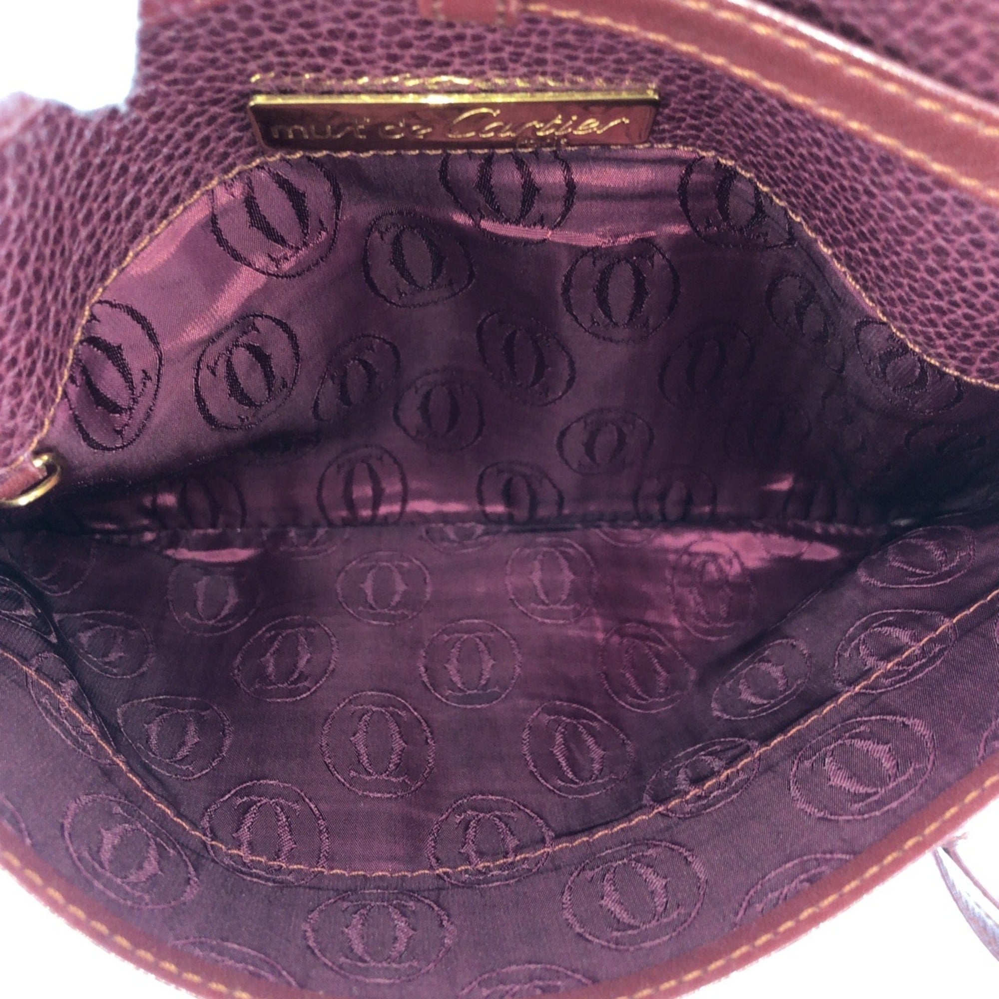 Cartier Bordeaux Wine Red Leather Shoulder Bag (Pre-Owned)